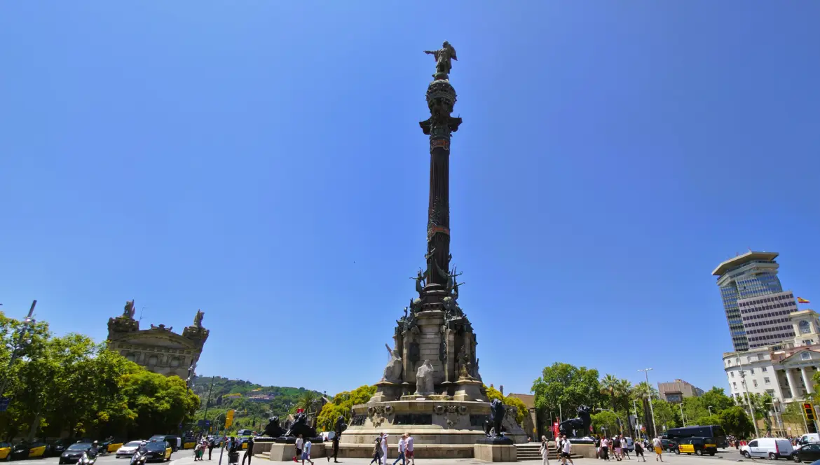 The Christopher Columbus Monument, Port Vell, Barcelona, Spain The Christopher Columbus Monument, Port Vell, Barcelona, Spain