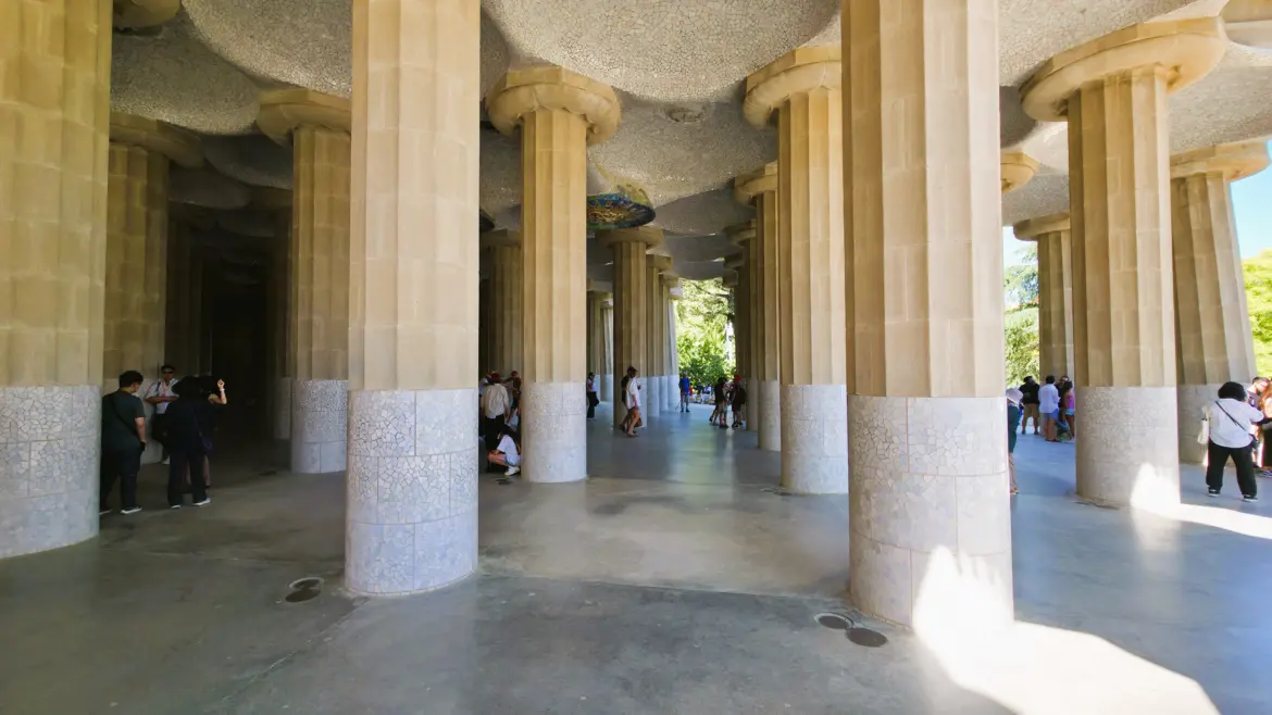The Hypostyle Room (Hall of a Hundred Columns), Park Güell, Barcelona, Spain