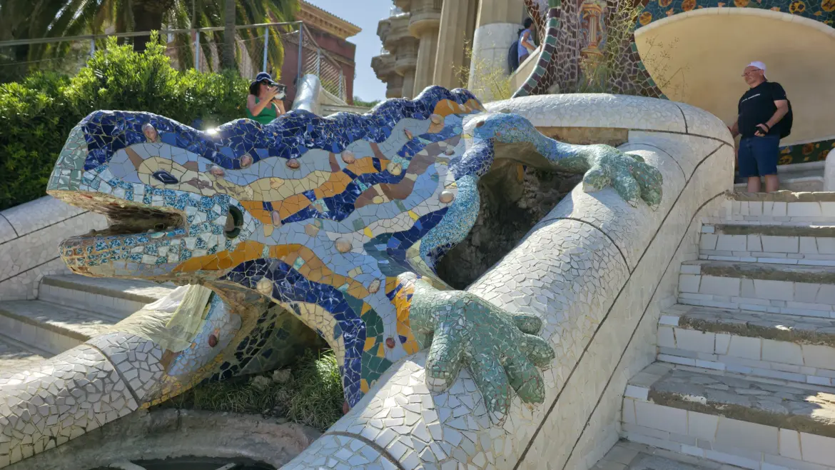 Mosaic dragon (El Drac), Park Güell, Barcelona, Spain