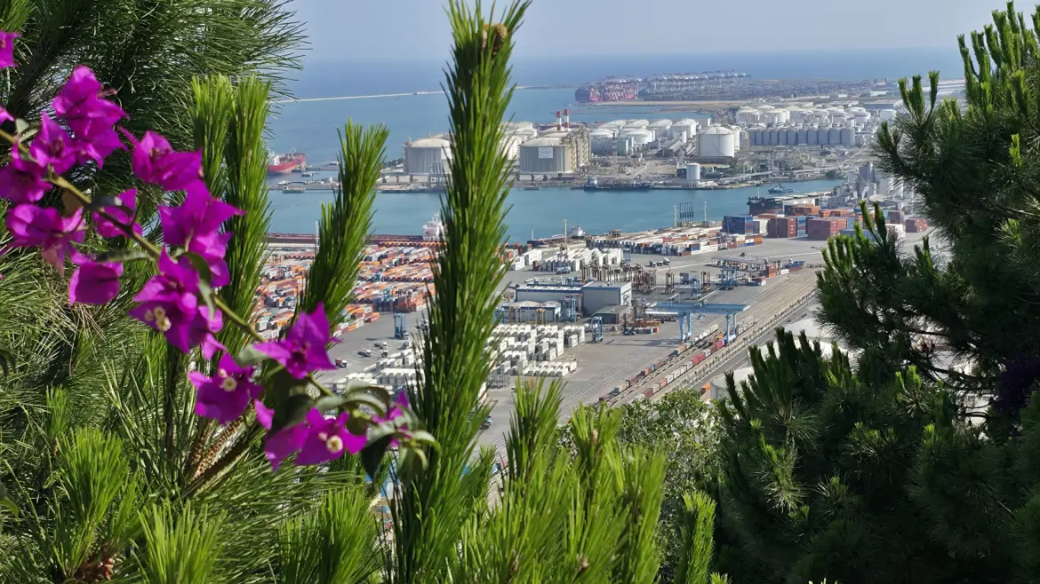 View of the port from Montjuïc, Barcelona, Spain