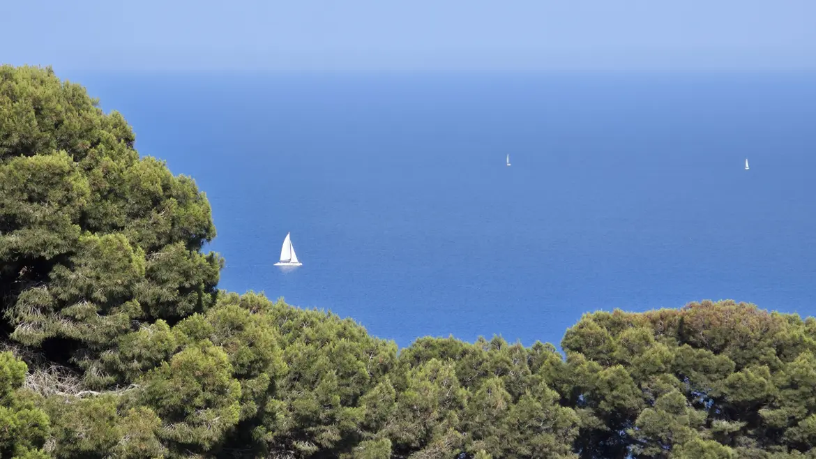 View of the Mediterranean Sea from Montjuïc Castle, Barcelona, Spain