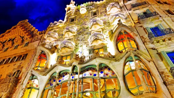 Casa Batlló at night, Barcelona, Spain