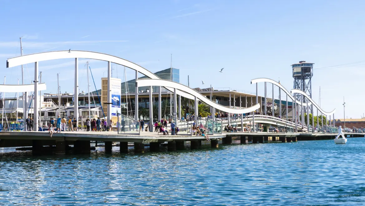 Rambla de Mar Bridge, Port Vell, Barcelona, Spain