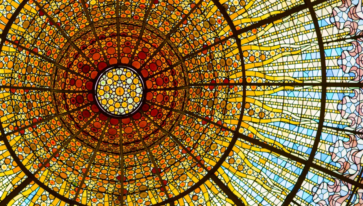 Palau de la Música Catalana’s skylight of stained glass, Barcelona, Spain