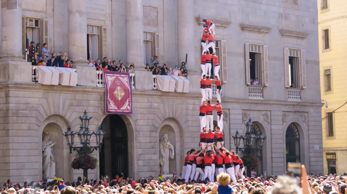 Castellers, Plaça de Sant Jaume, Barcelona, Spain