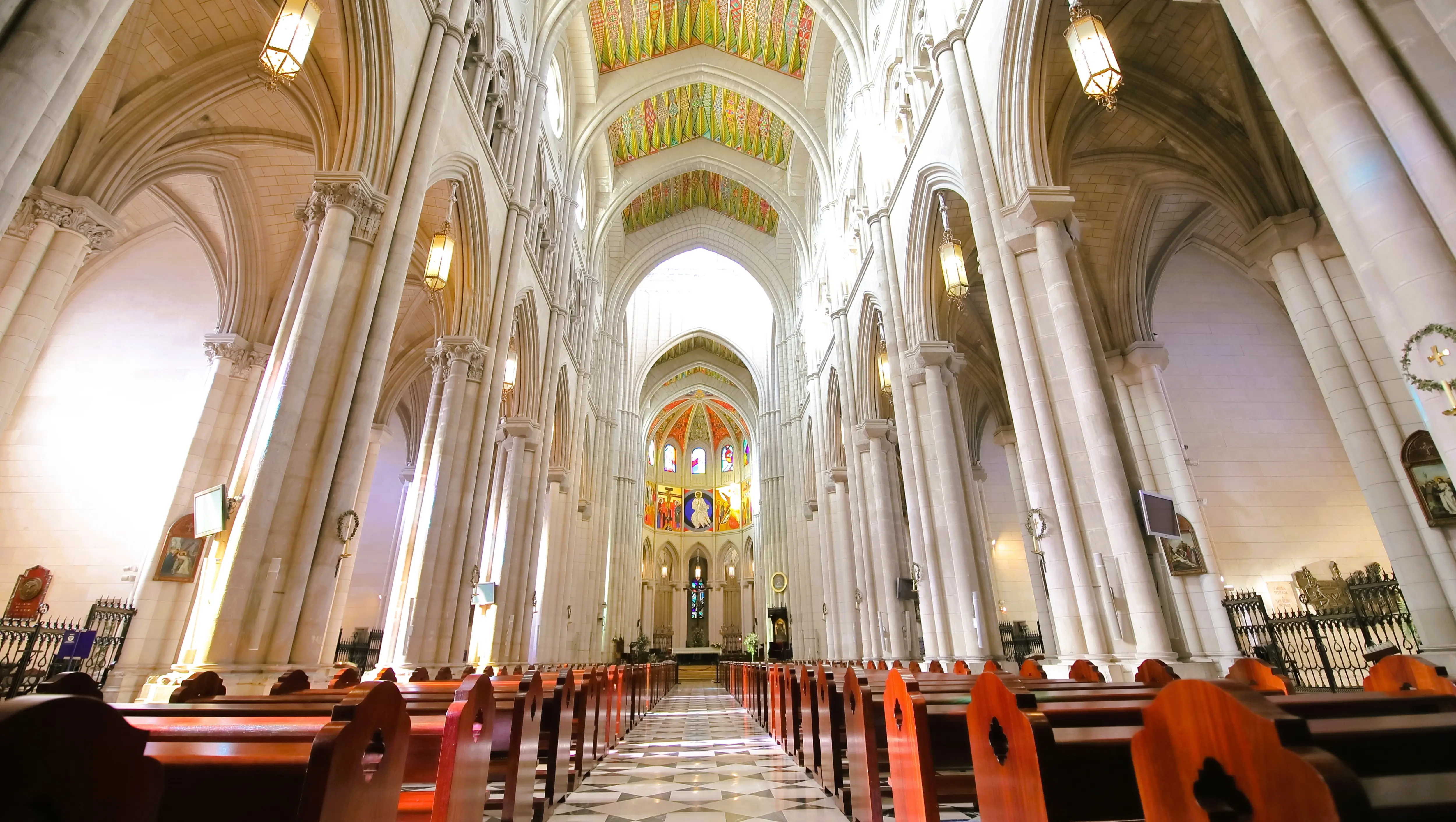 Nave looking toward the sanctuary, Almudena Cathedral, Madrid, Spain