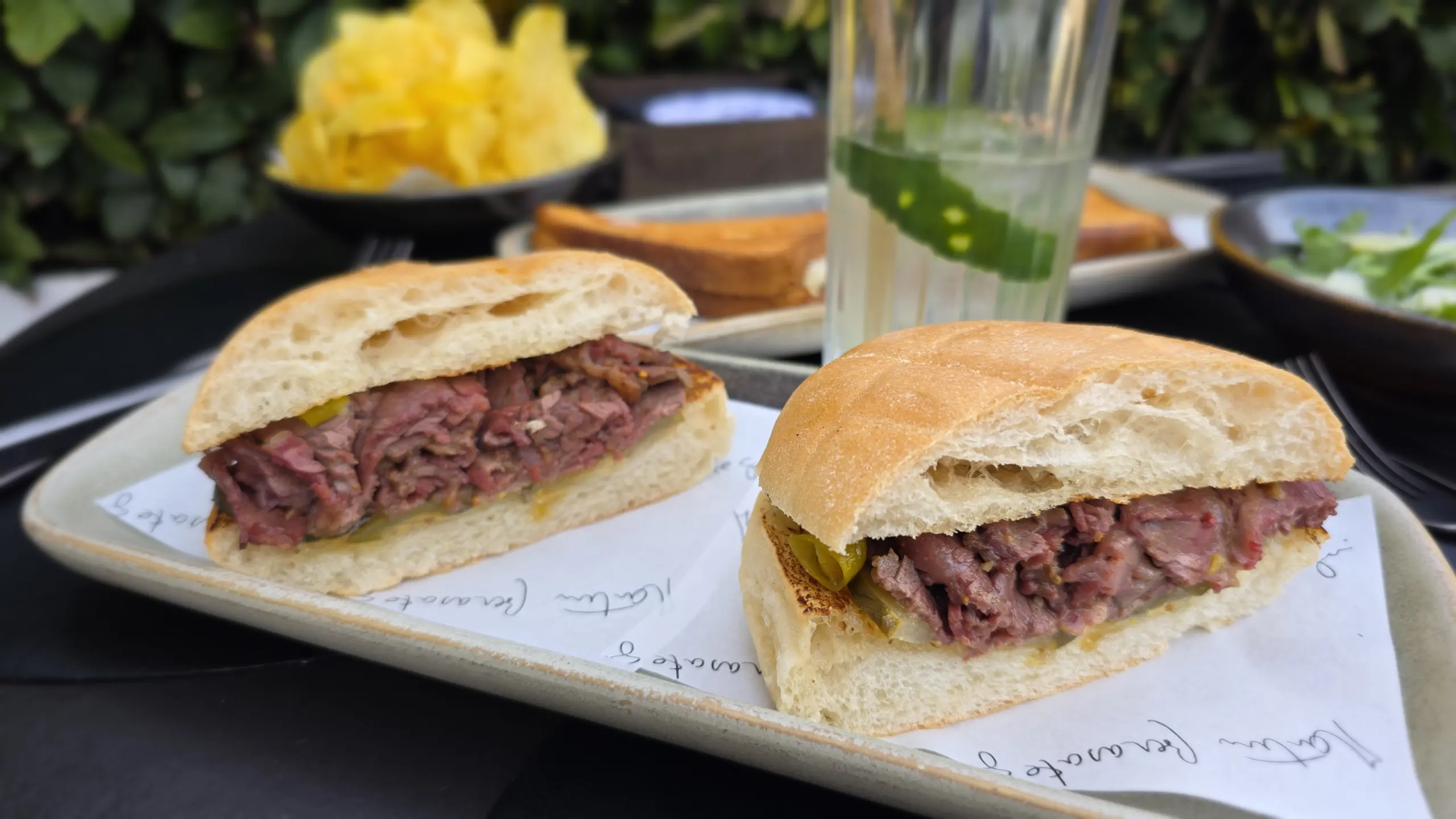 Mollete Pastrami, Verbena Terrace Rooftop, Monument Hotel, Barcelona, Spain