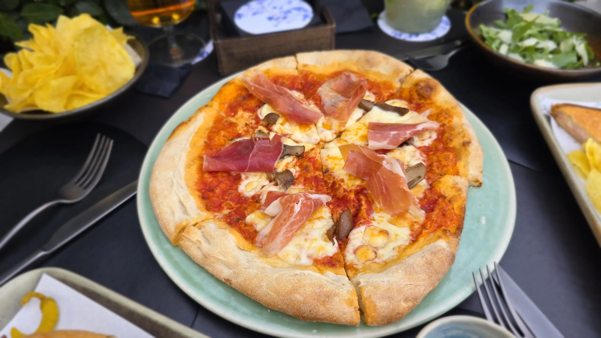 Pizza Scamorza, Verbena Terrace Rooftop, Monument Hotel, Barcelona, Spain