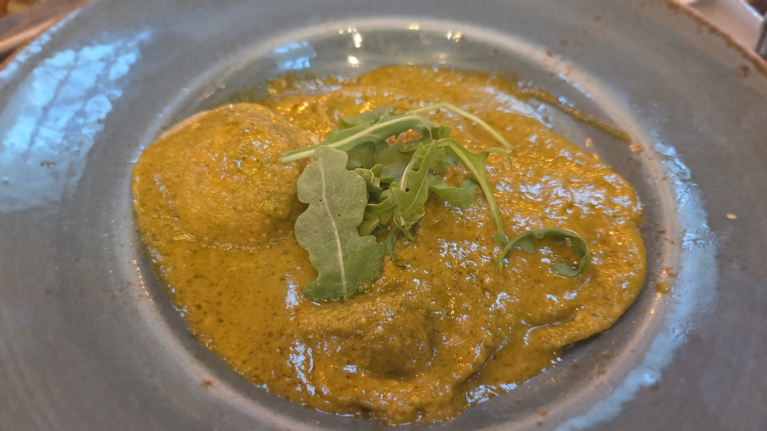 Roasted pumpkin and seitan ravioli, La Parada, El Nacional, Barcelona, Spain