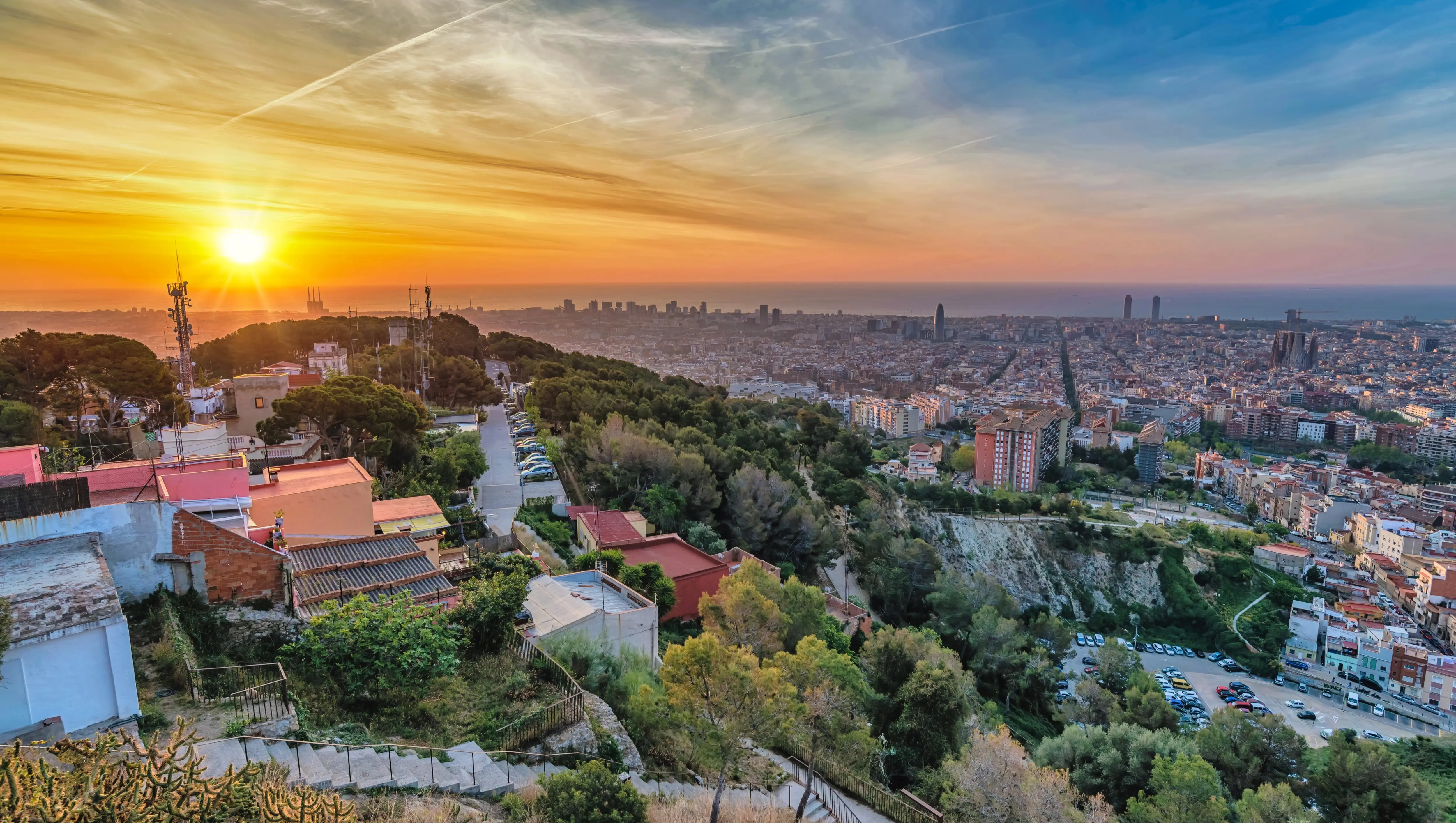 View of Barcelona from Bunkers del Carmel, Turó de la Rovira, Barcelona, Spain