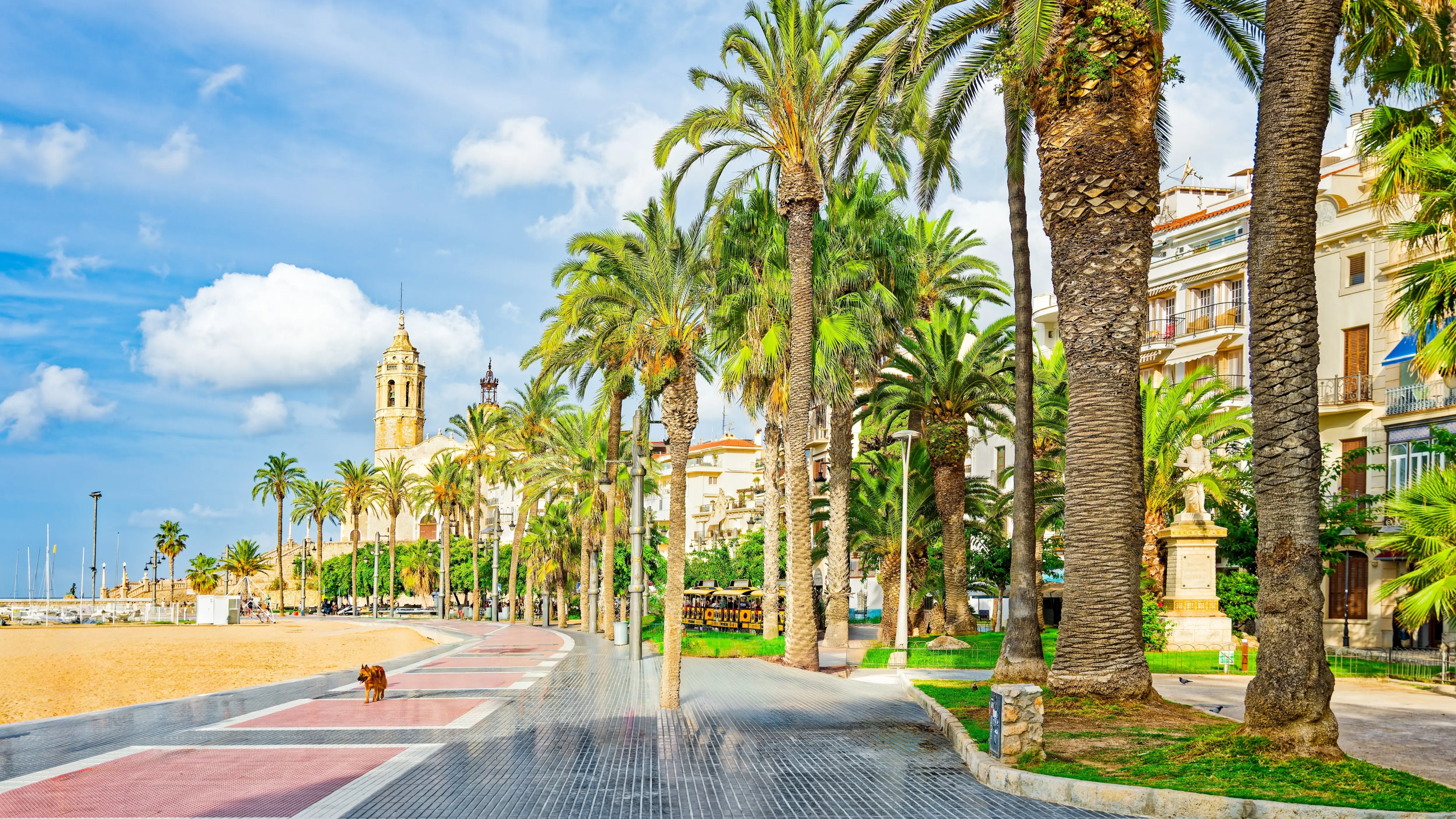 Beachfront promenade, Sitges, Catalonia, Spain