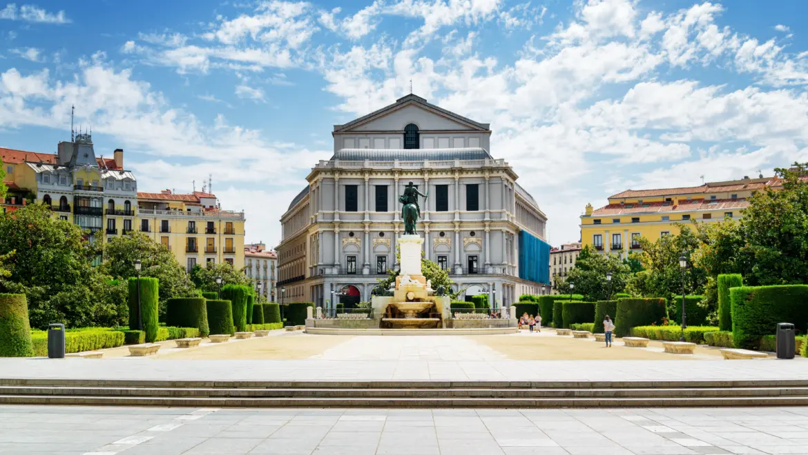 View of Teatro Real from Plaza de Oriente, Madrid, Spain