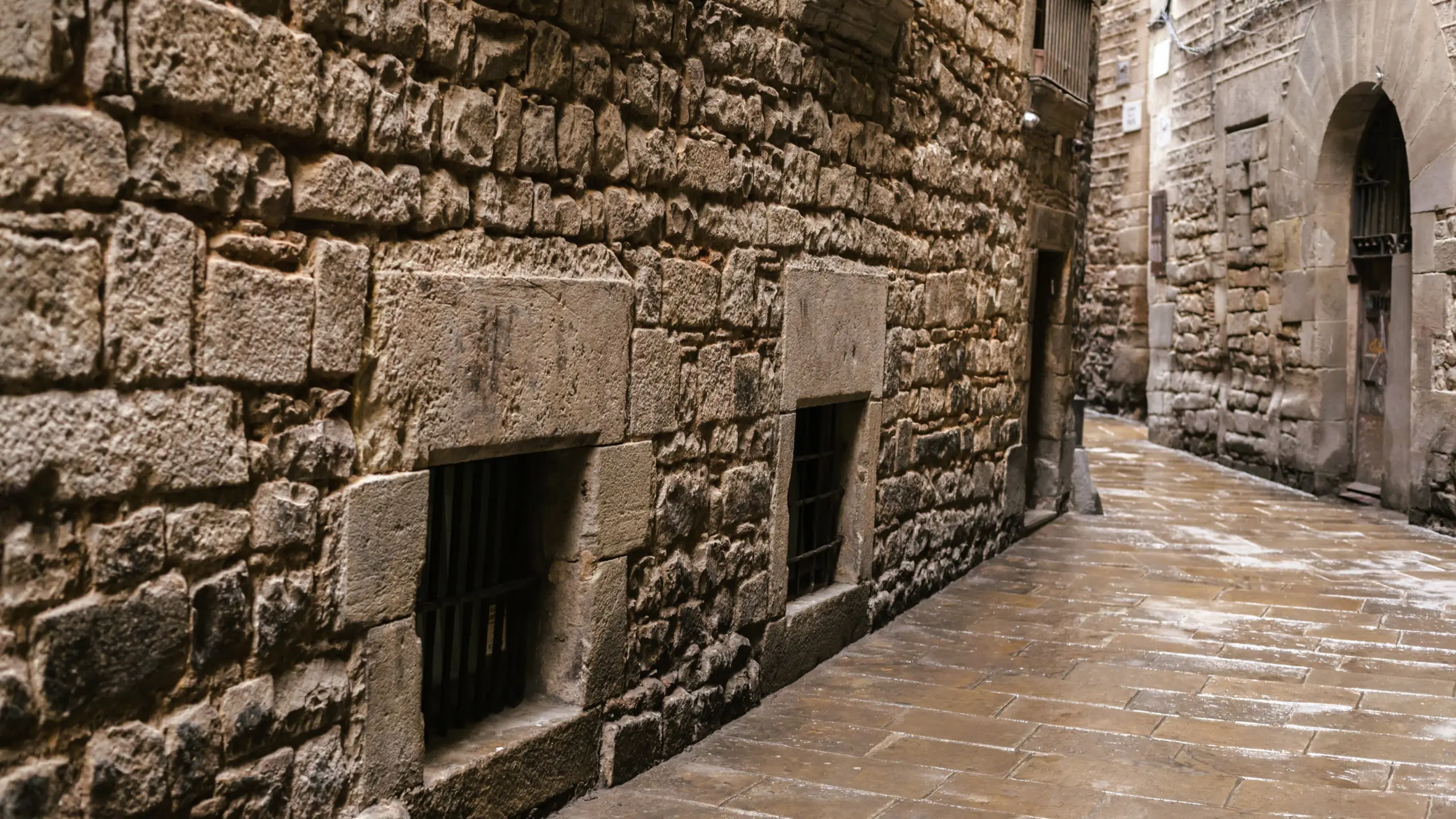 Carrer Marlet, Ancient Synagogue of Barcelona (Sinagoga Major) on the left, Barcelona, Spain