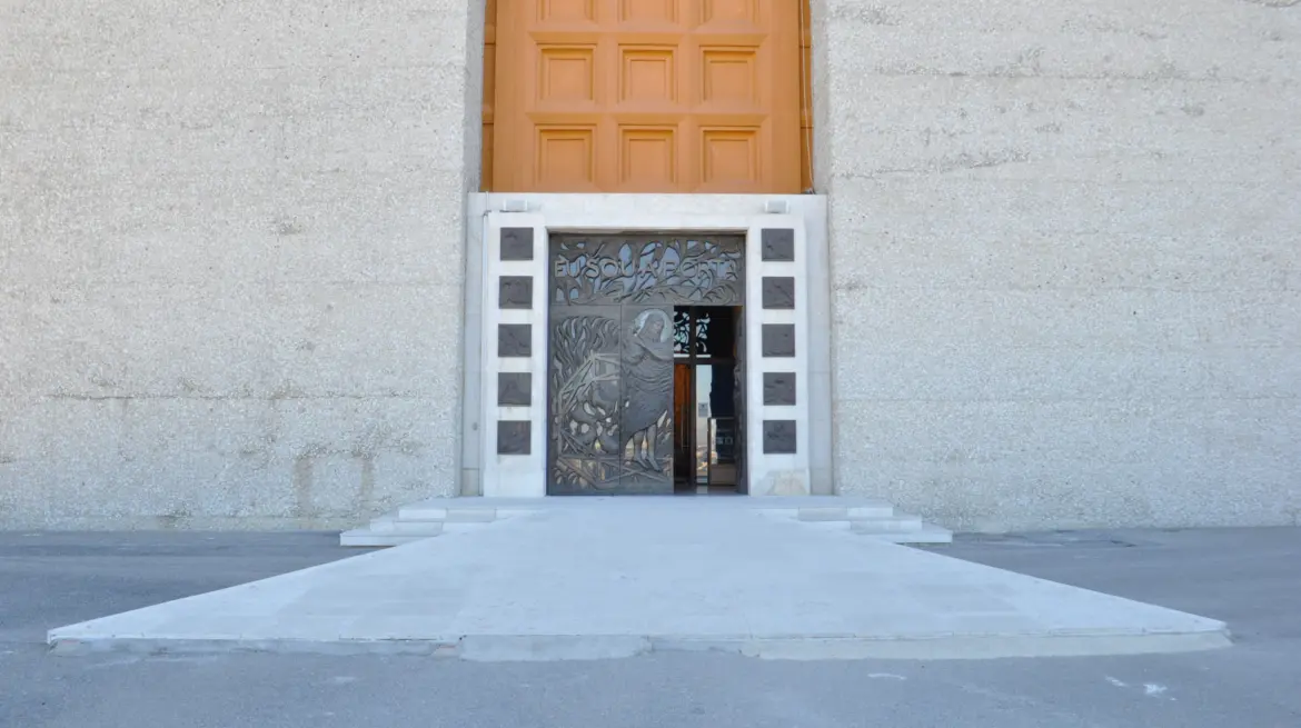 Entrance, Sanctuary of Christ the King (Santuário de Cristo Rei), Lisbon, Portugal