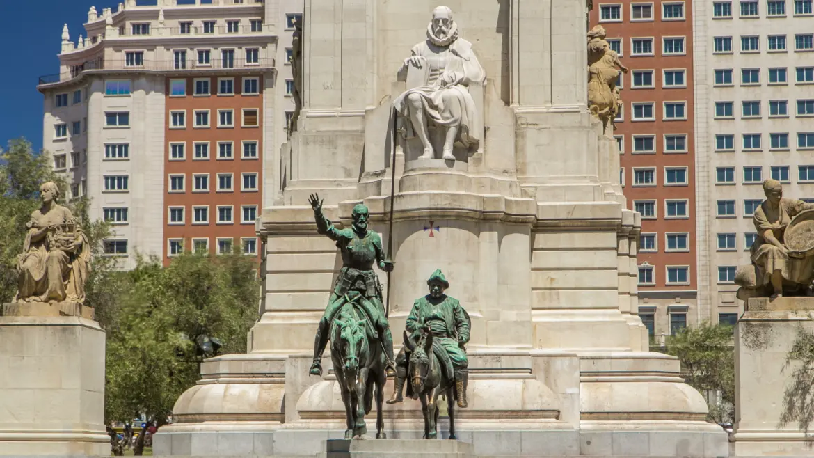 Cervantes Monument (Monumento a Cervantes), Plaza de España, Madrid, Spain
