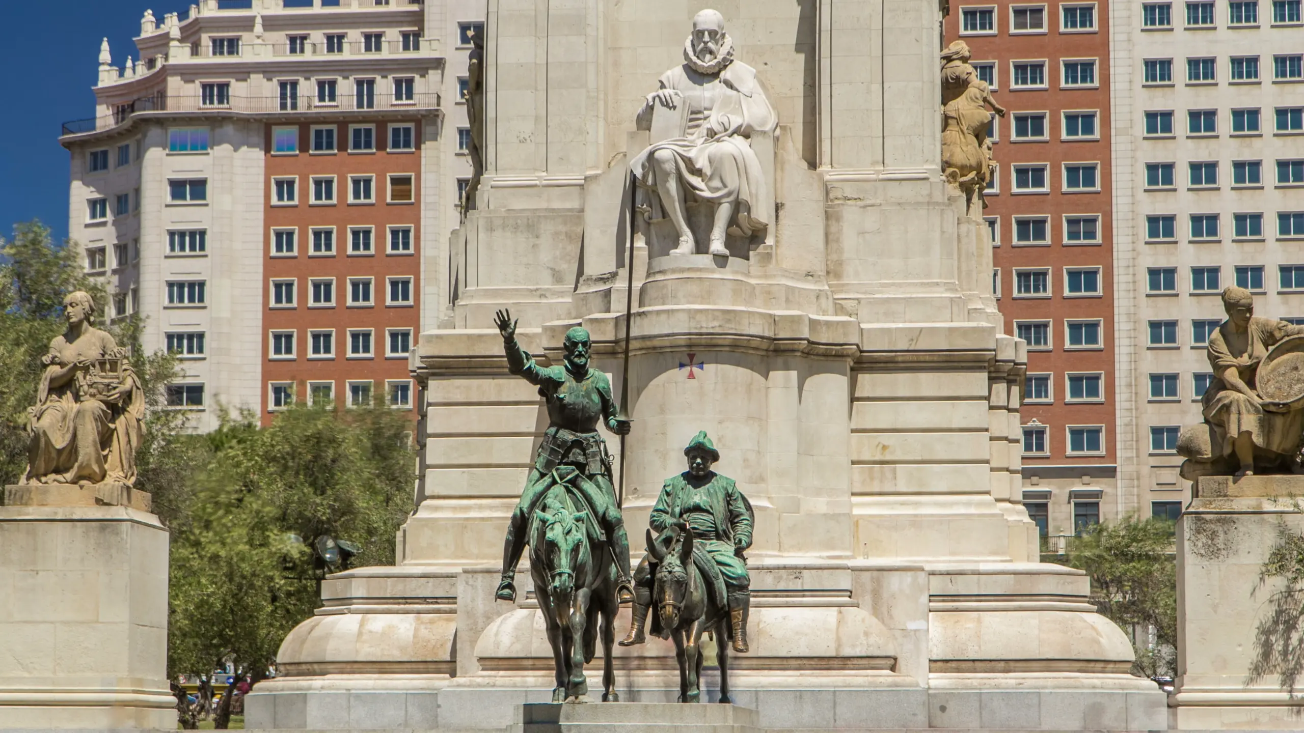 Cervantes Monument (Monumento a Cervantes), Plaza de España, Madrid, Spain