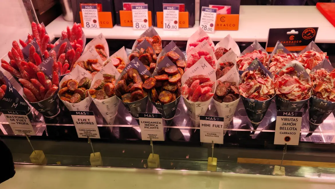 Jamón selection, Mercado de San Miguel, Madrid, Spain