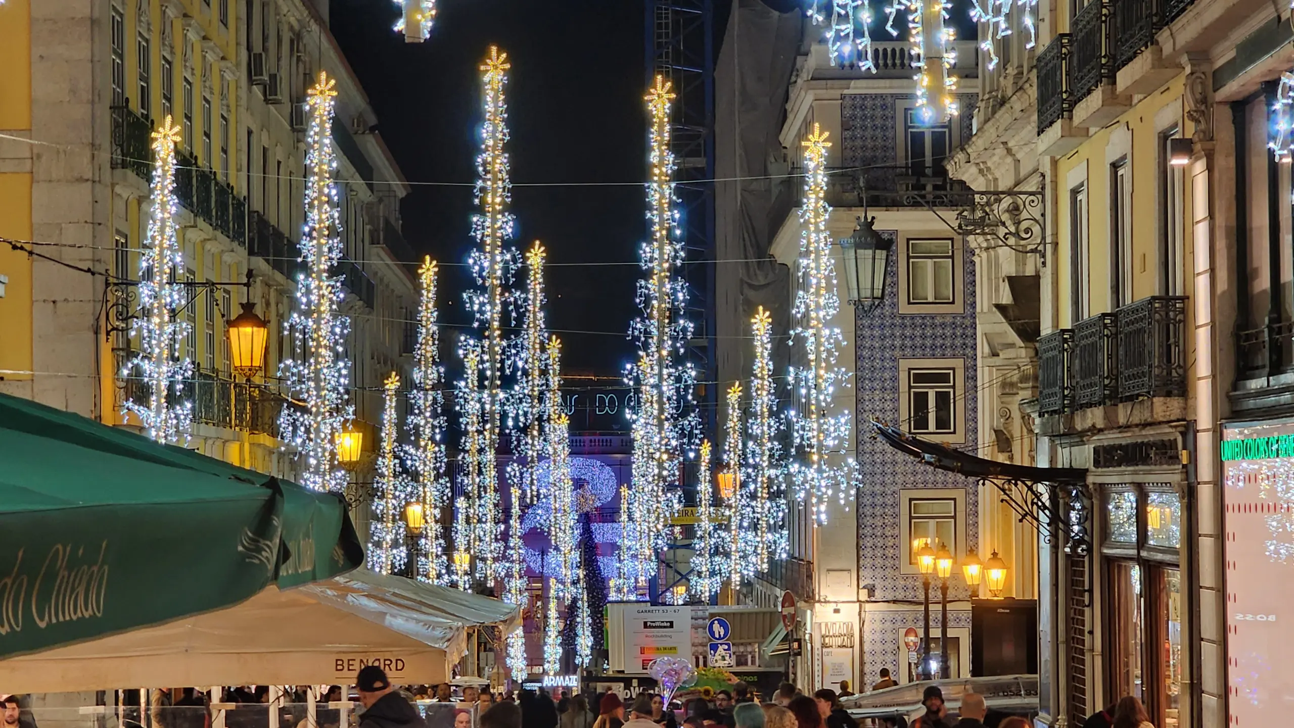 Christmas lights, Chiado, Lisbon, Portugal
