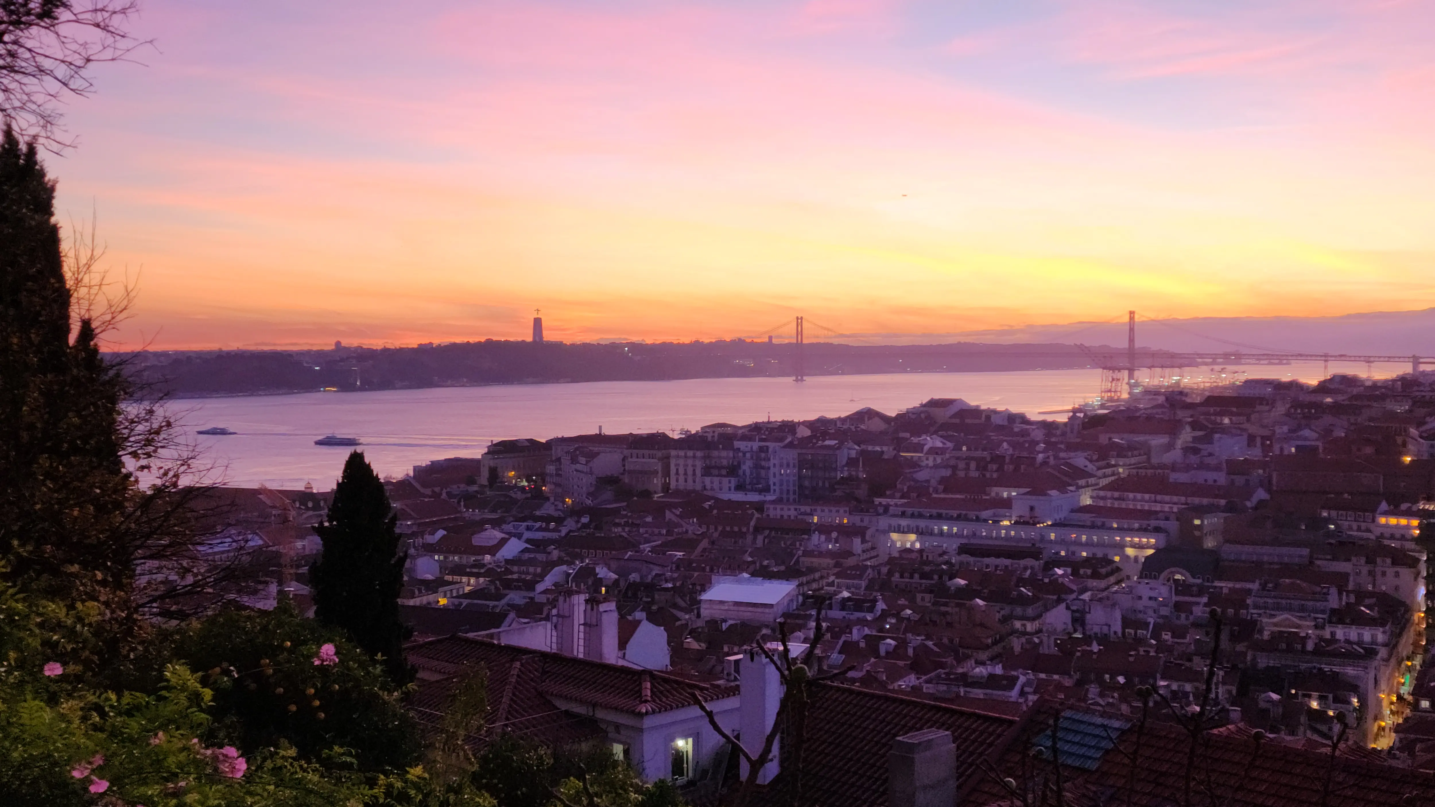 View of the Tagus River (Rio Tejo) from Castelo de São Jorge, Lisbon, Portugal