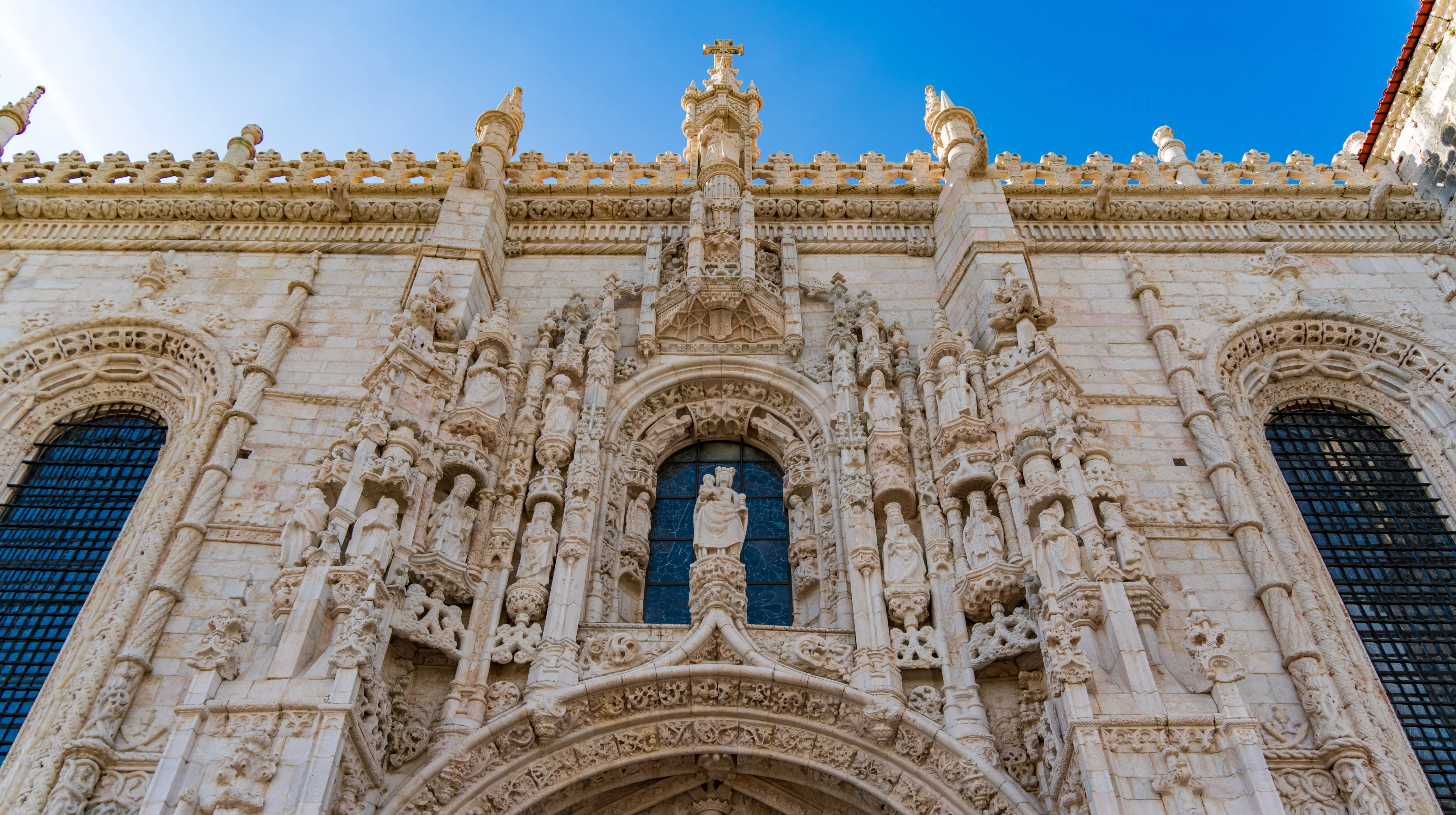 The ornate Manueline south portal, Jerónimos Monastery, Belém, Lisbon, Portugal