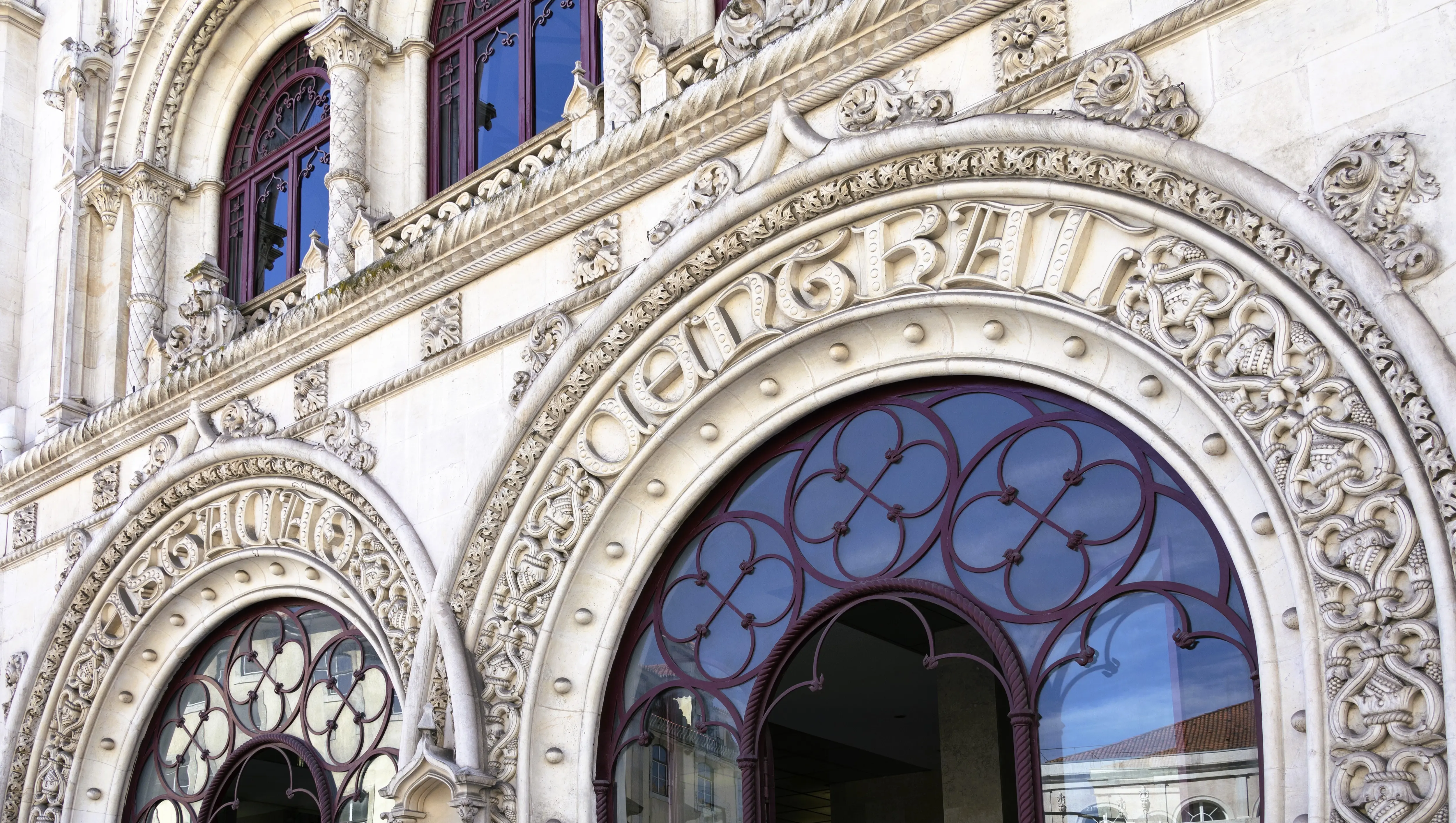 Rossio Railway Station’s beautiful façade, Lisbon, Portugal