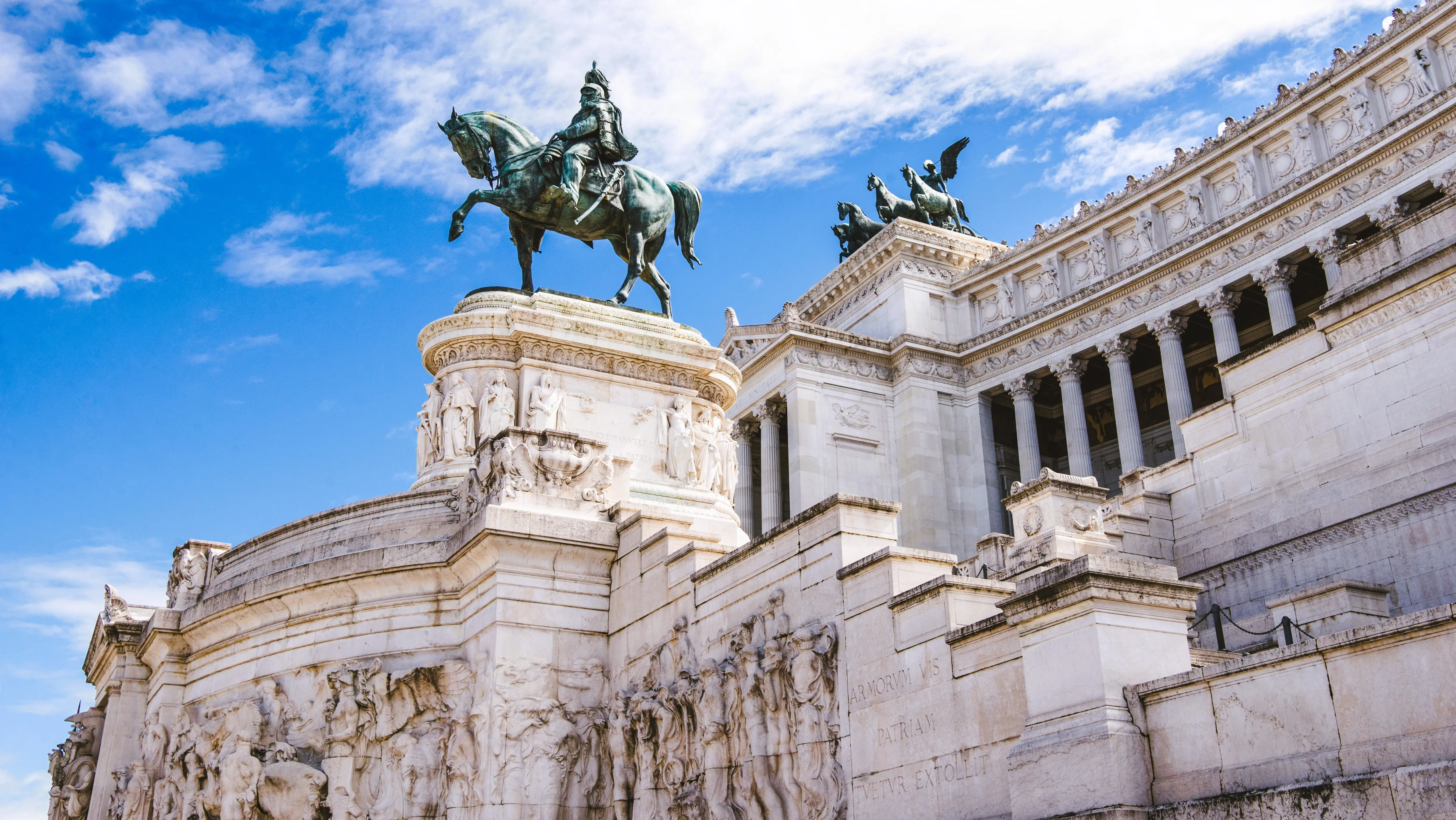 The equestrian statue of Victor Emmanuel II, architectural centre of the Vittoriano (Monumento Nazionale a Vittorio Emanuele II), Piazza Venezia, Rome, Italy