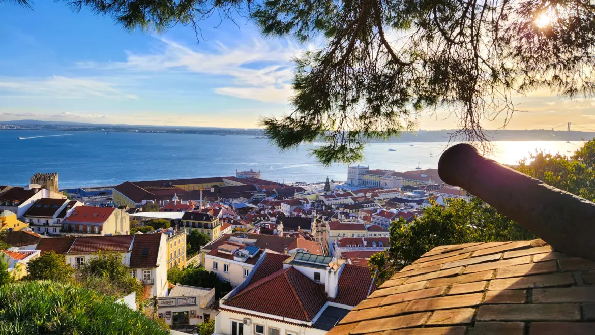 View of Lisbon and the Tagus River from Castelo de São Jorge (St. George's Castle), Lisbon, Portugal