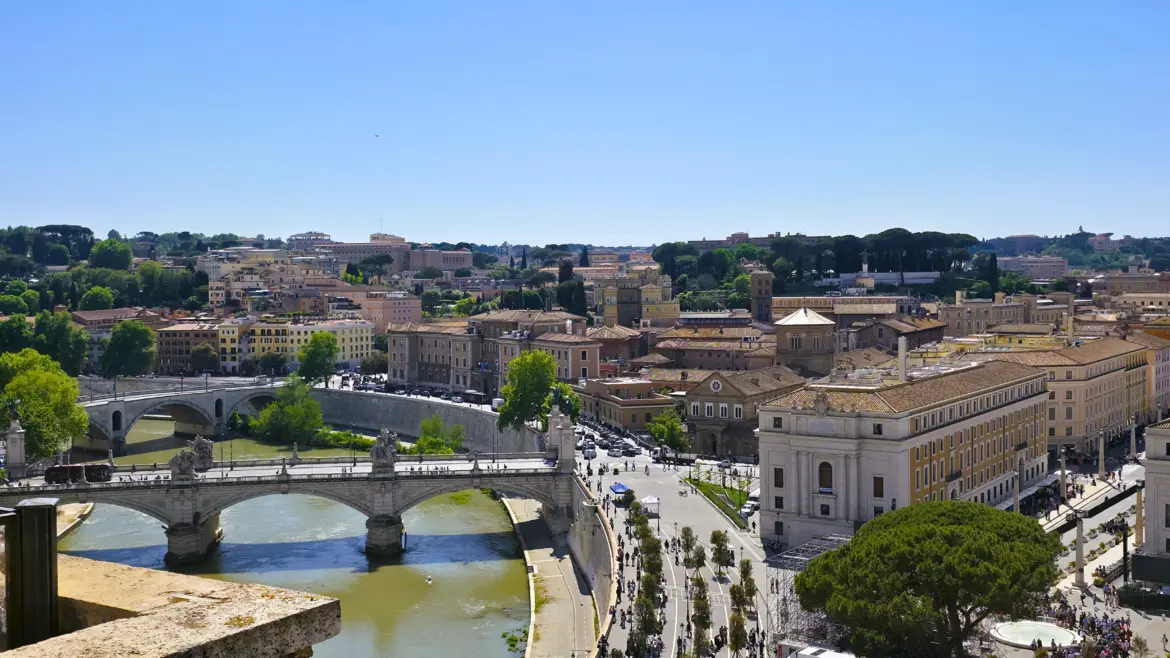 View from the rooftop of Castel Sant’Angelo, Rome, Italy