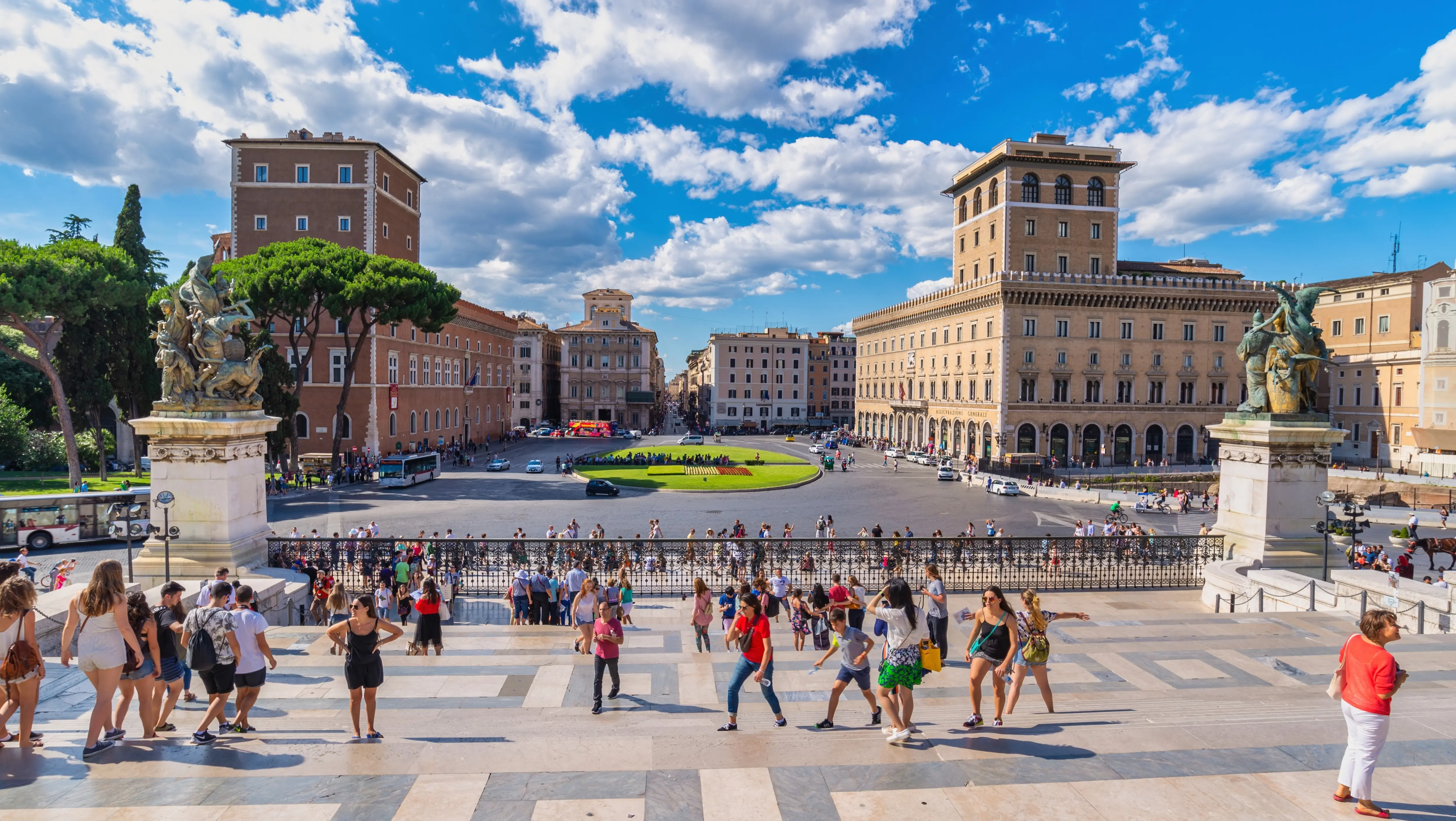View of Piazza Venezia from the Vittoriano (Monumento Nazionale a Vittorio Emanuele II), Rome, Italy