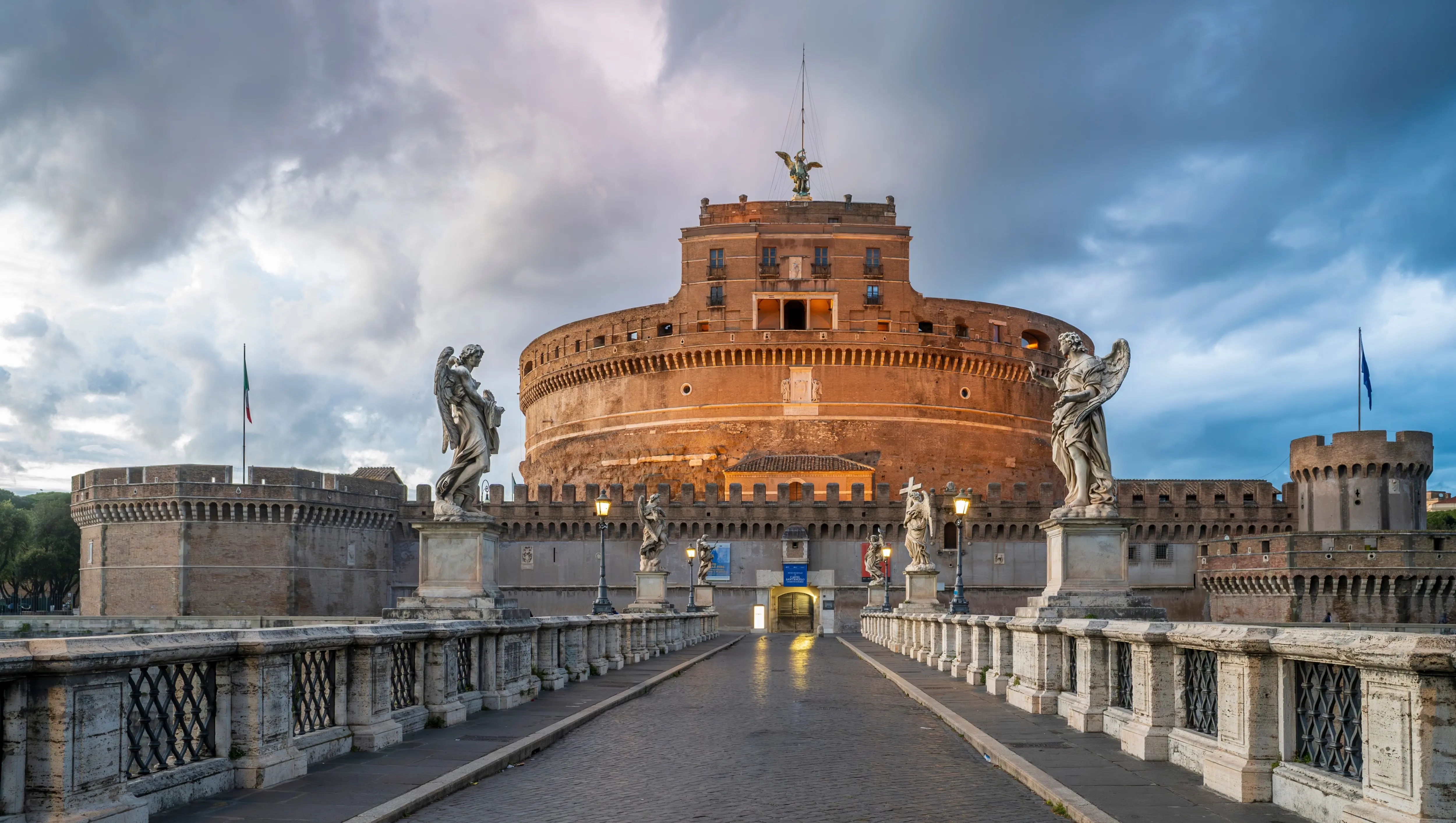 Ponte Sant’Angelo leading to Castel Sant’Angelo, Rome, Italy