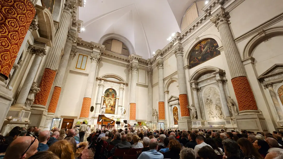 Getting ready Interpreti Veneziani performance Vivaldi San Vidal Church Chiesa di San Vidal Venice Italy