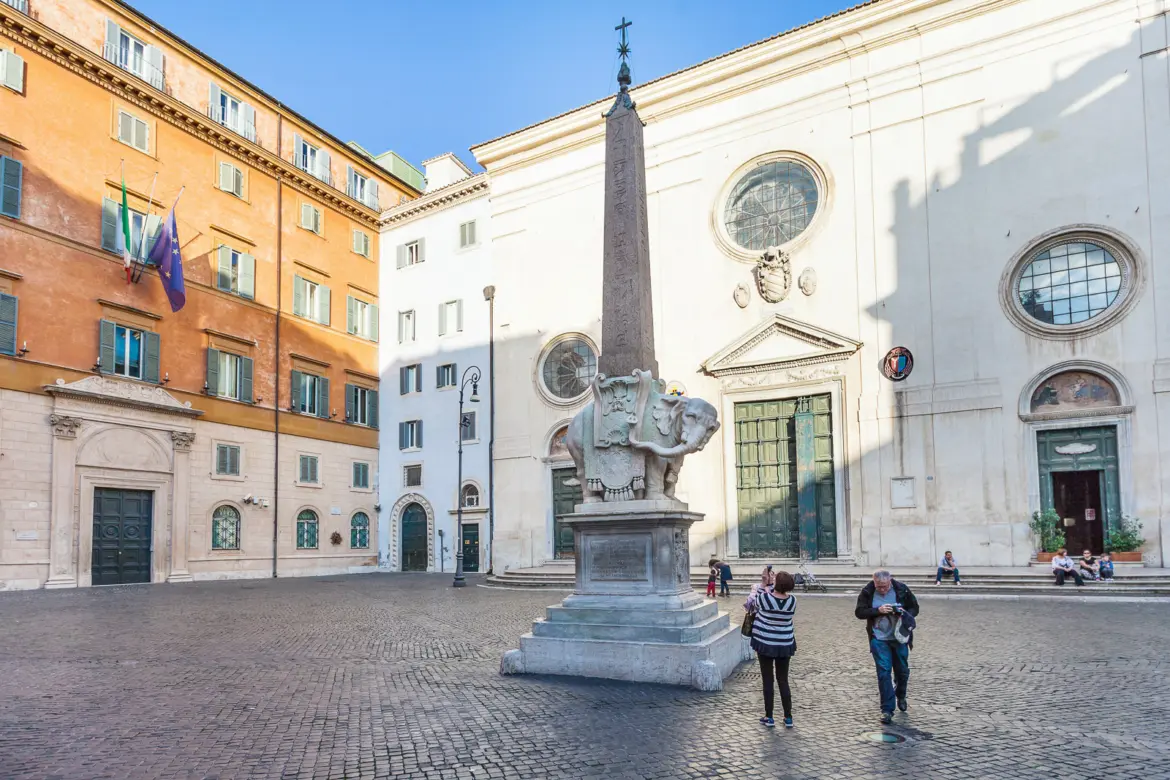 Bernini Elephant and Obelisk sculpture in Piazza della Minerva in front of Santa Maria sopra Minerva church in Rome