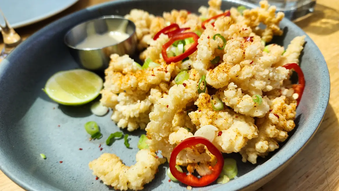 Chili Citrus Calamari dish at Cactus Club Cafe Coal Harbour, served crispy with szechuan peppercorn and citrus dip