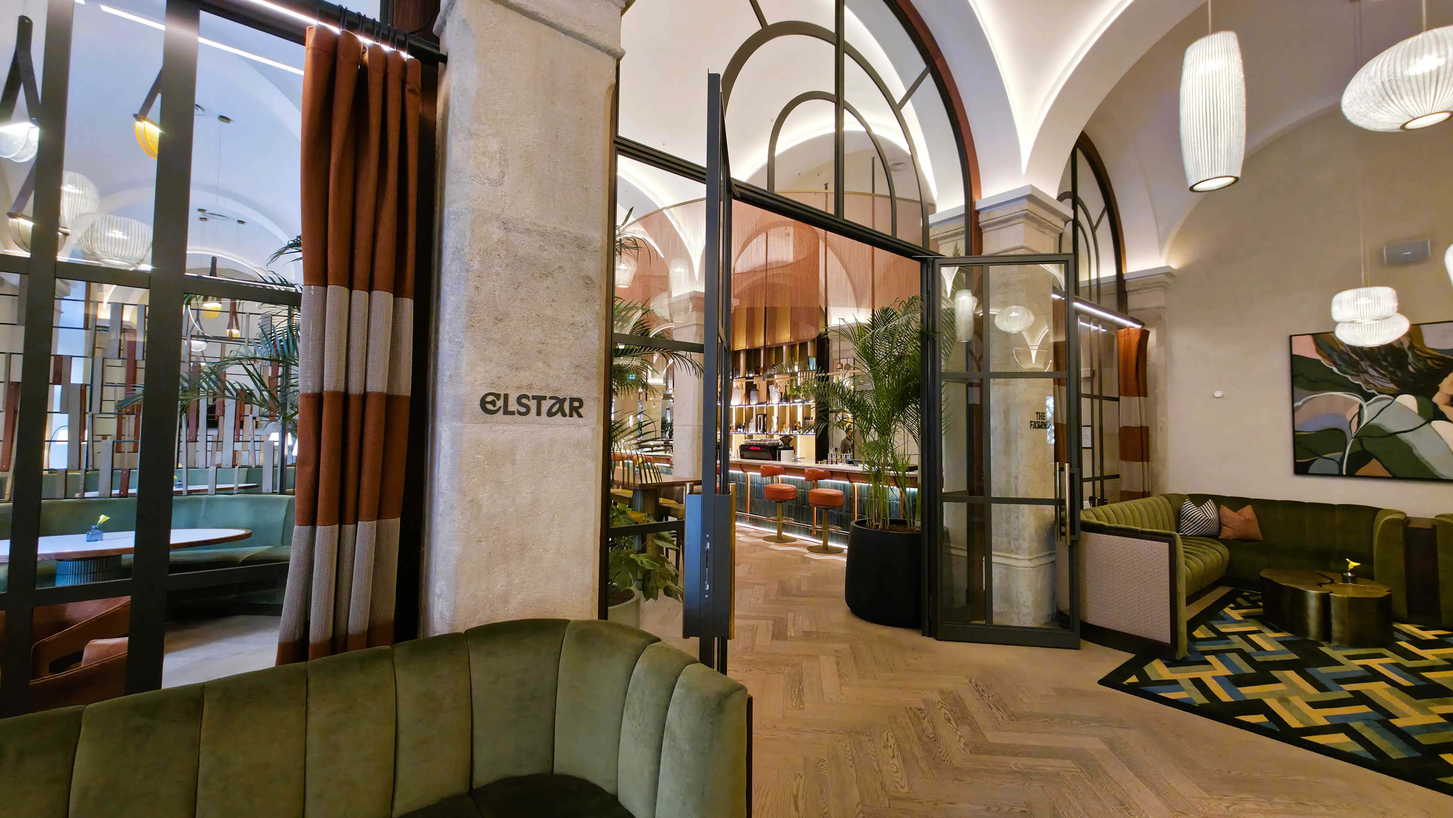 The entrance to Elstar Restaurant at the Imperial Riding School, Autograph Collection in Vienna, Austria