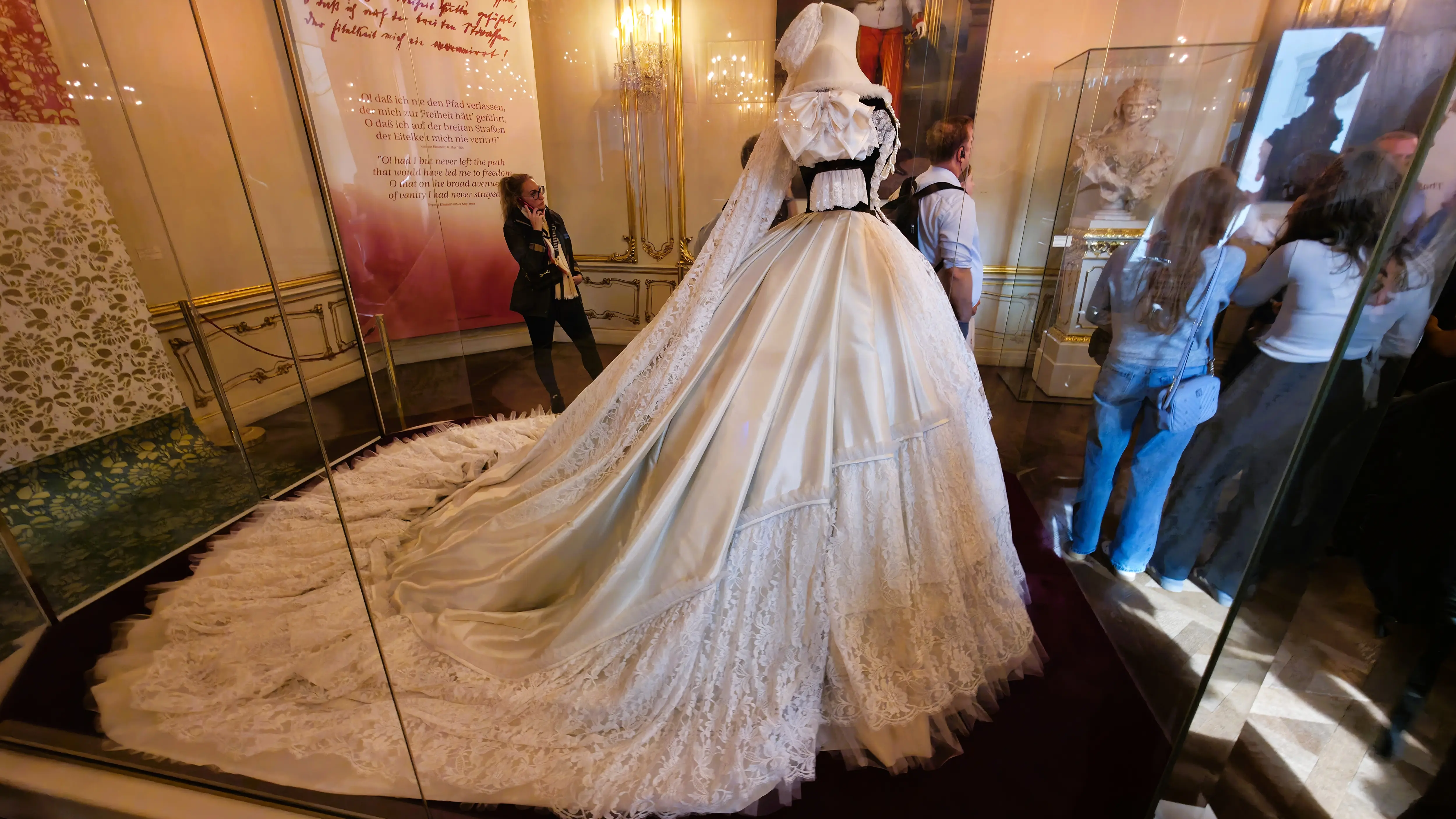 A preserved dress of Empress Elisabeth (Sisi) on display at the Sisi Museum in Vienna