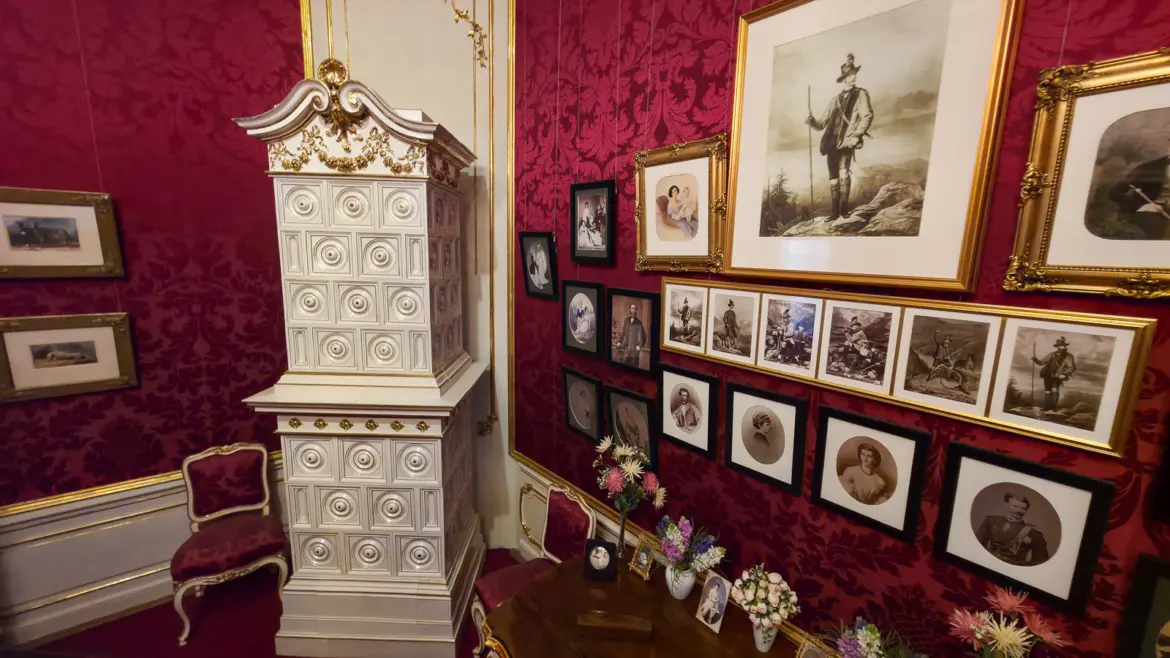 Family photographs of Empress Elisabeth (Sisi) displayed in her dressing room at the Hofburg Palace