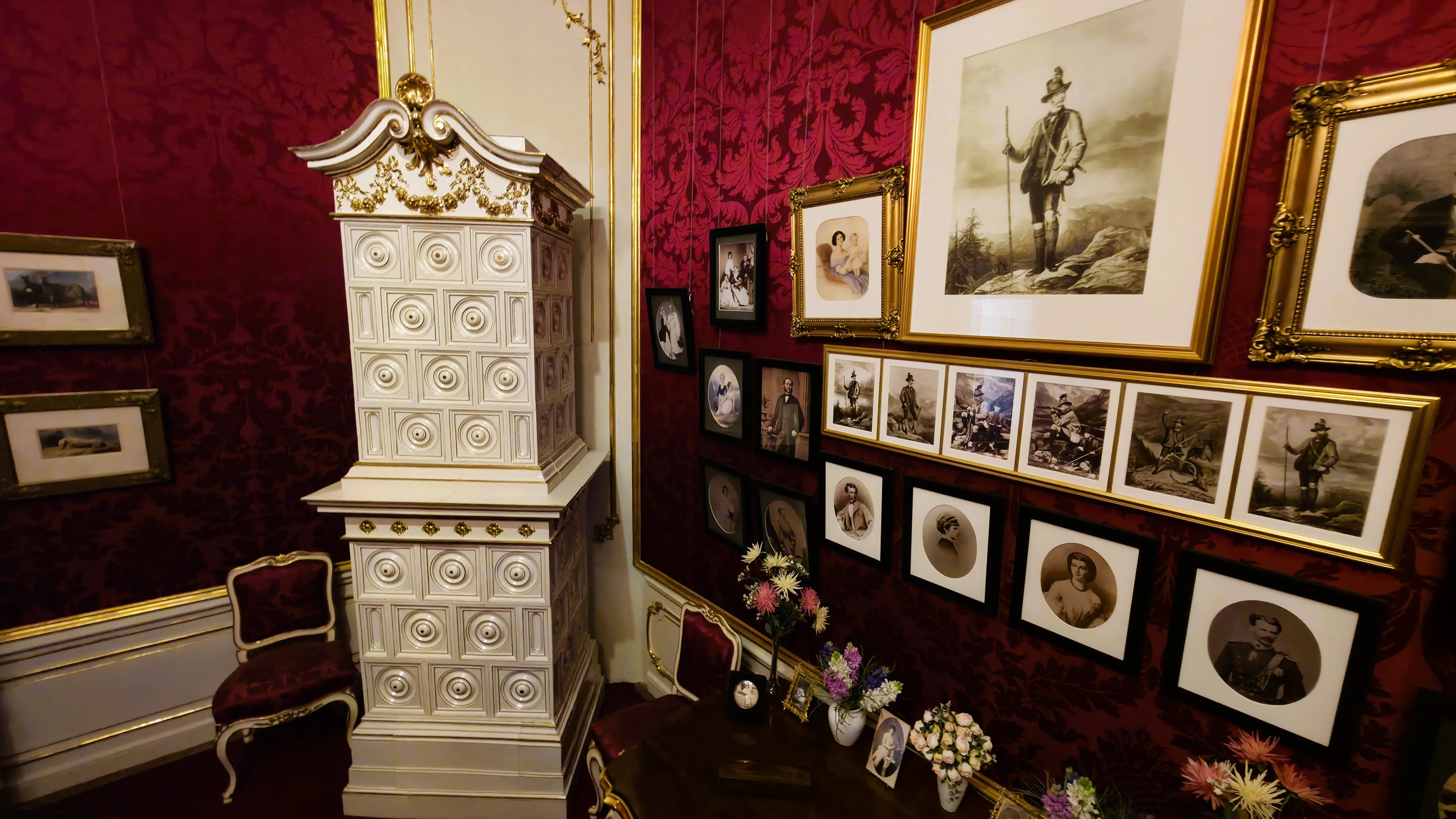 Family photographs of Empress Elisabeth (Sisi) displayed in her dressing room at the Hofburg Palace