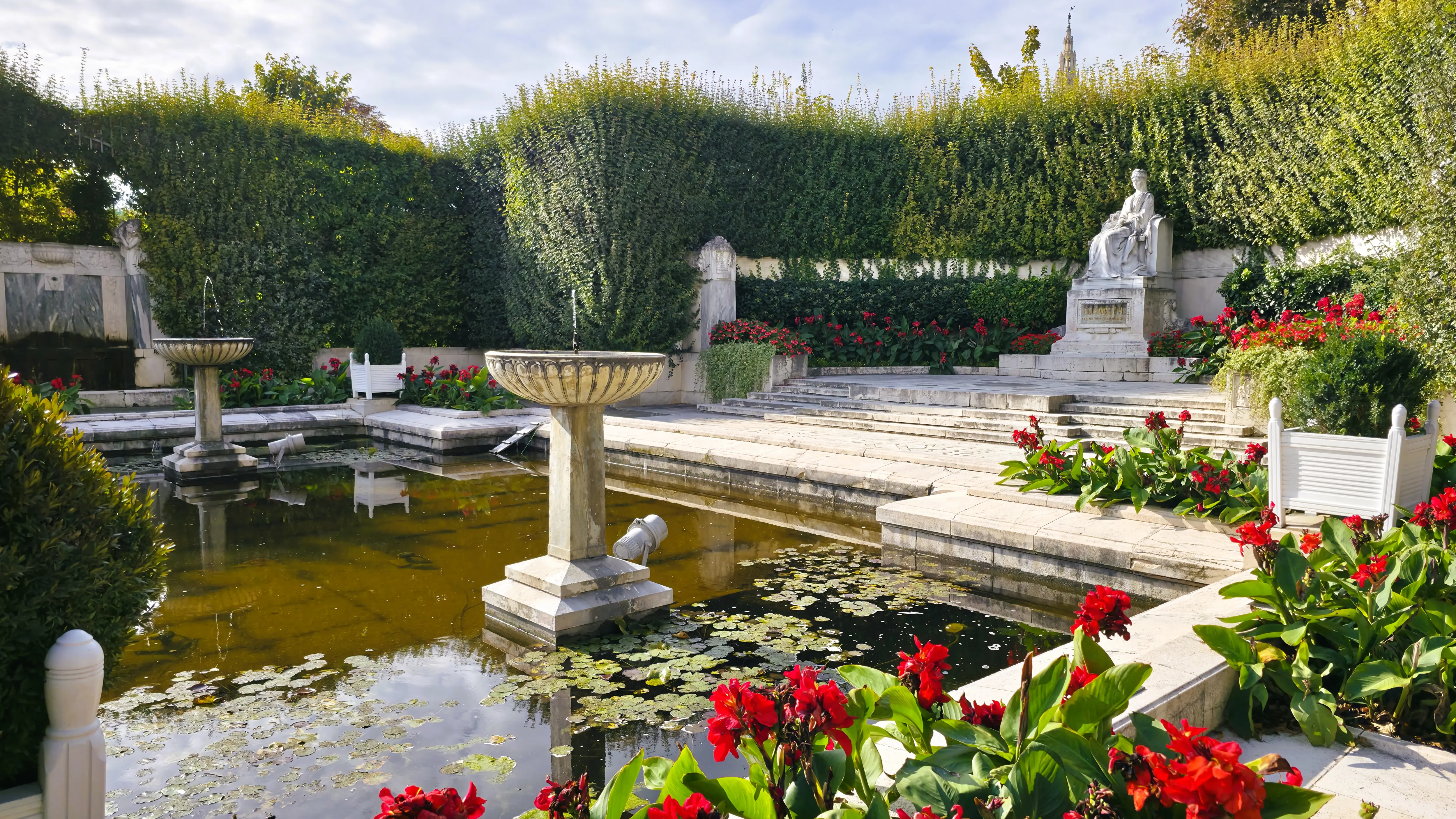 The statue and fountain dedicated to Empress Elisabeth (Sisi) in the Volksgarten in Vienna, unveiled in 1907