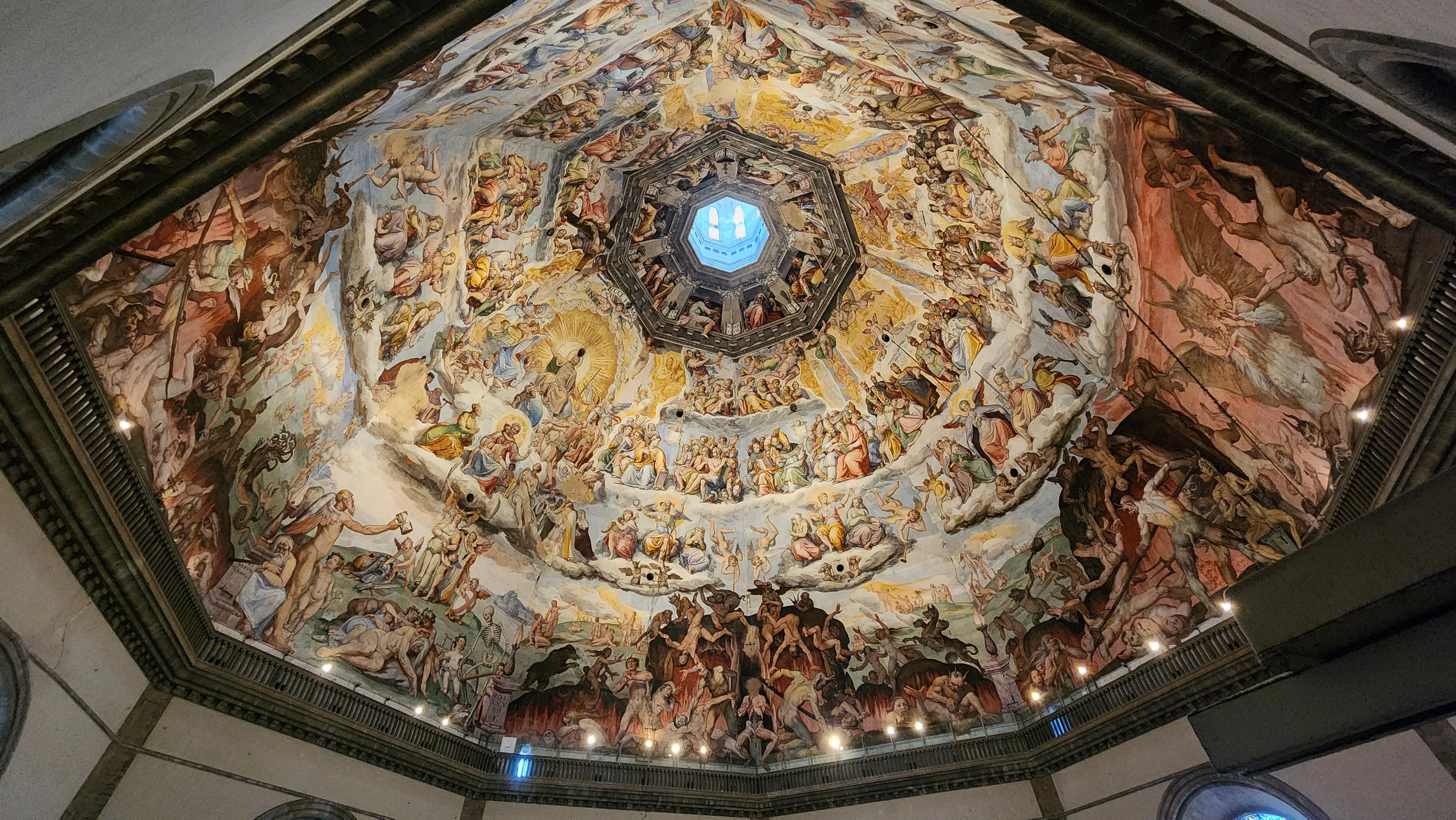 Interior of the Florence Duomo dome featuring Vasari and Zuccari’s Last Judgment fresco