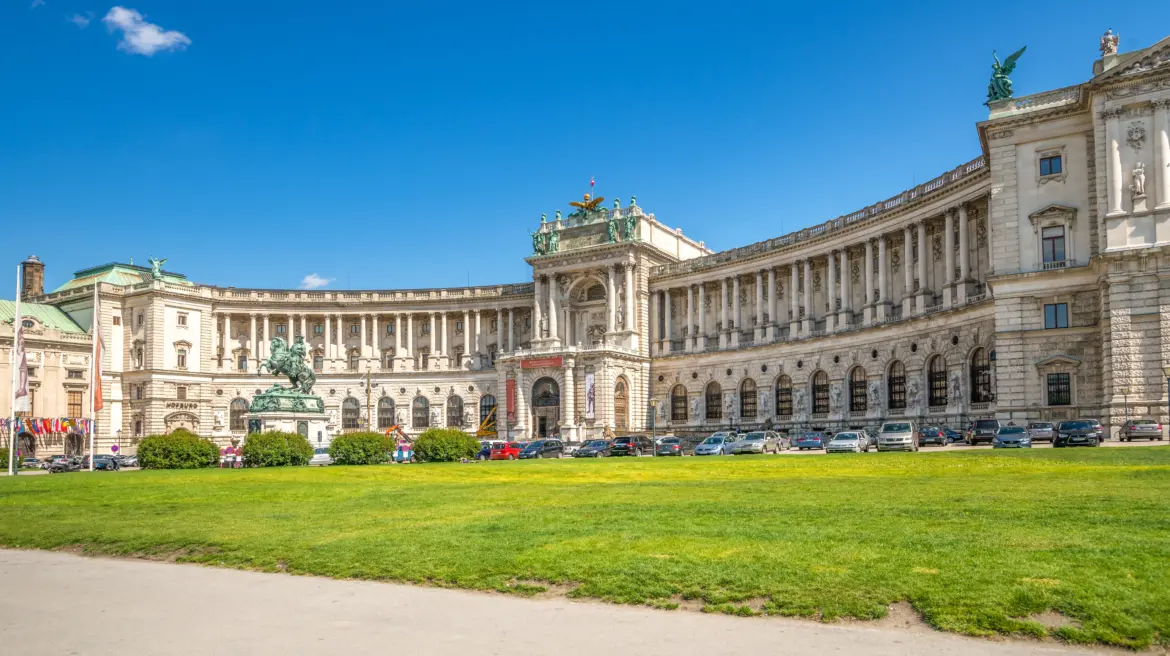 The Neue Burg wing of the Hofburg Palace in Vienna, Austria, with its grand late-imperial façade facing Heldenplatz