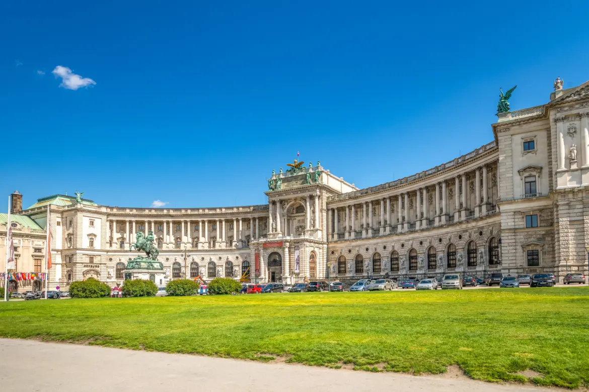 The Neue Burg wing of the Hofburg Palace in Vienna, Austria, with its grand late-imperial façade facing Heldenplatz