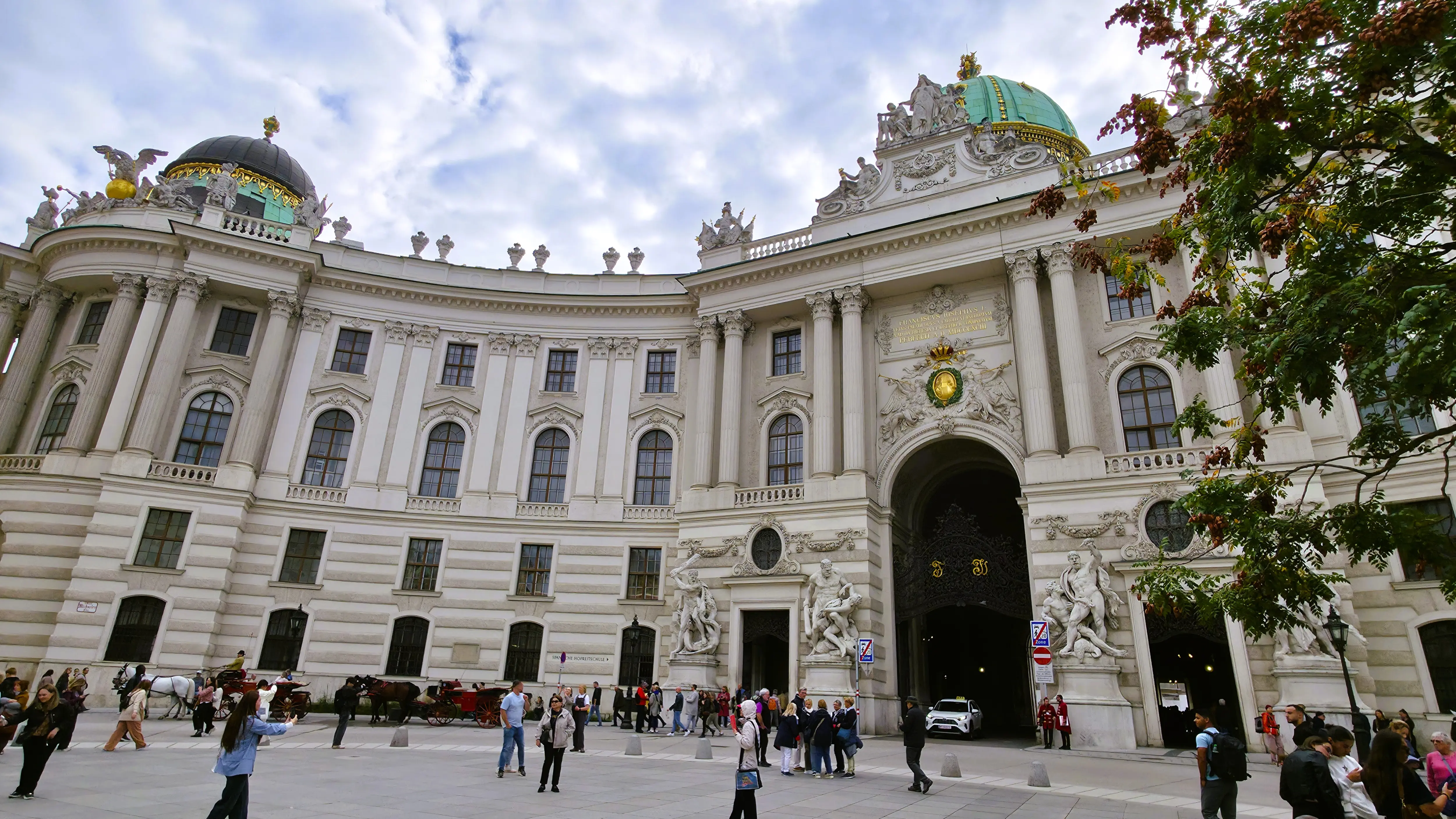 Architectural detail of the Michaelertor and Michaelertrakt wing of the Hofburg Palace at Michaelerplatz in Vienna