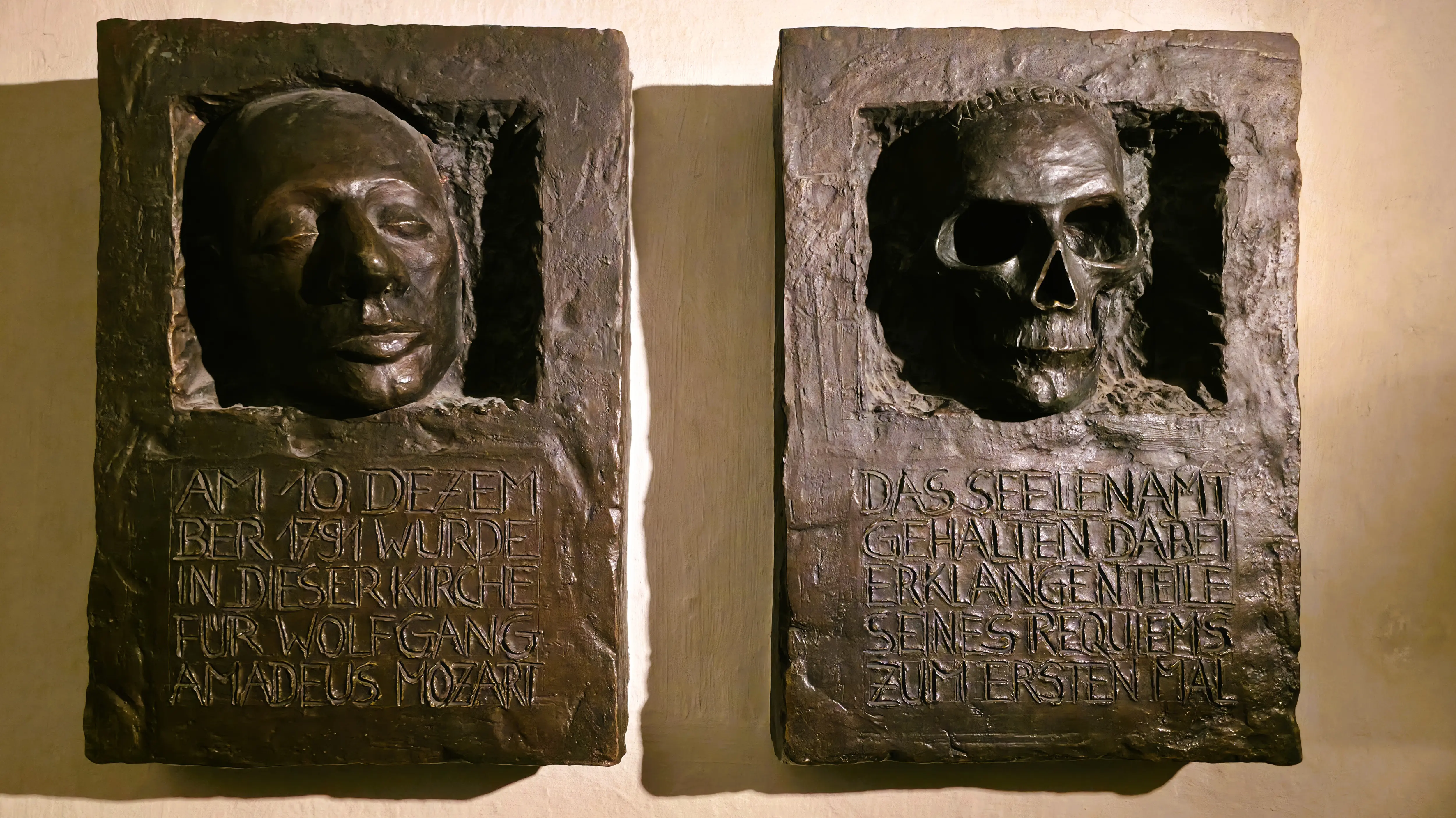 Mozart memorial plaque inside St. Michael’s Church in Vienna, where parts of his Requiem were first performed in 1791