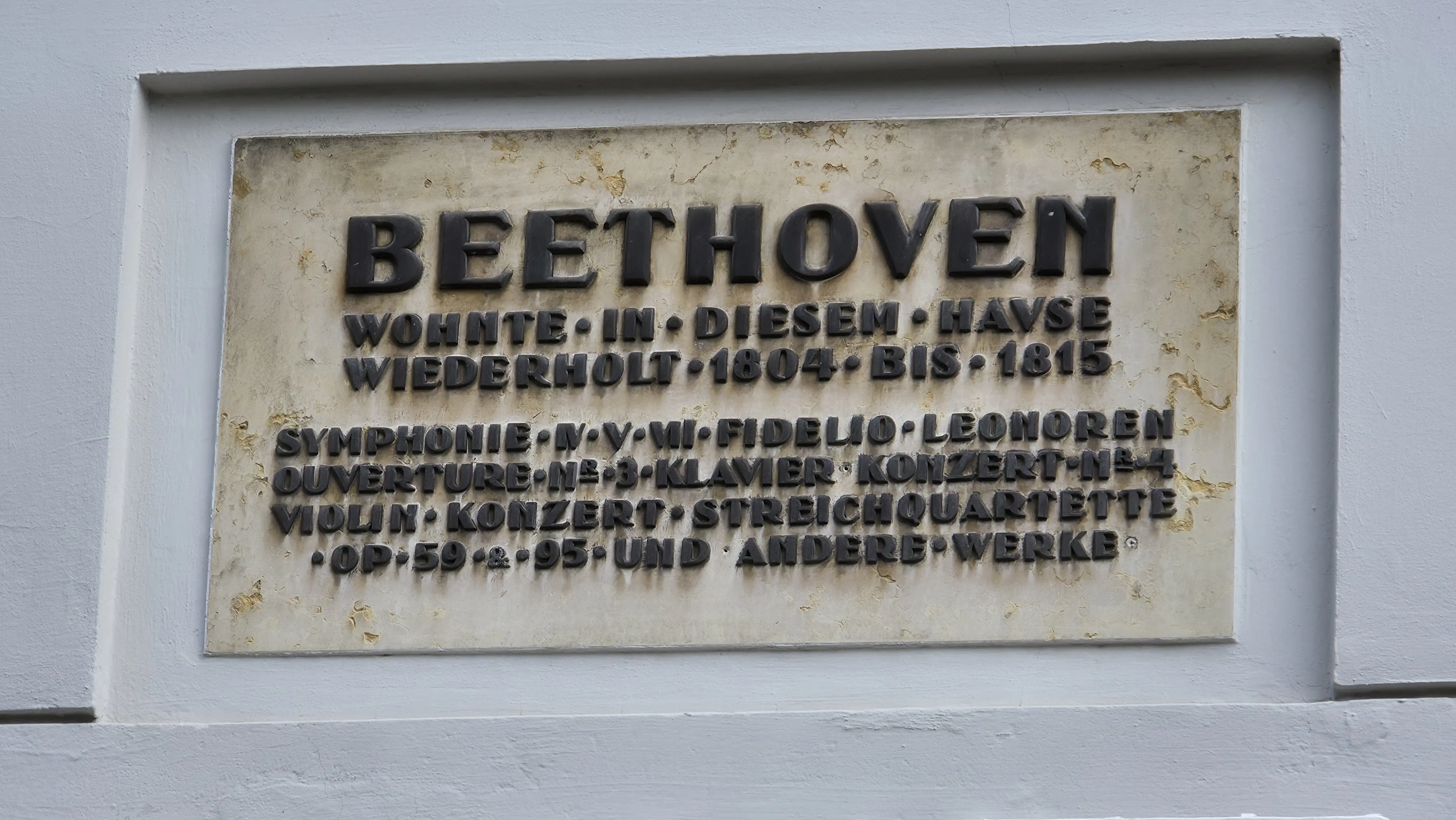 Commemorative plaque at the Pasqualati House in Vienna marking Ludwig van Beethoven’s residence
