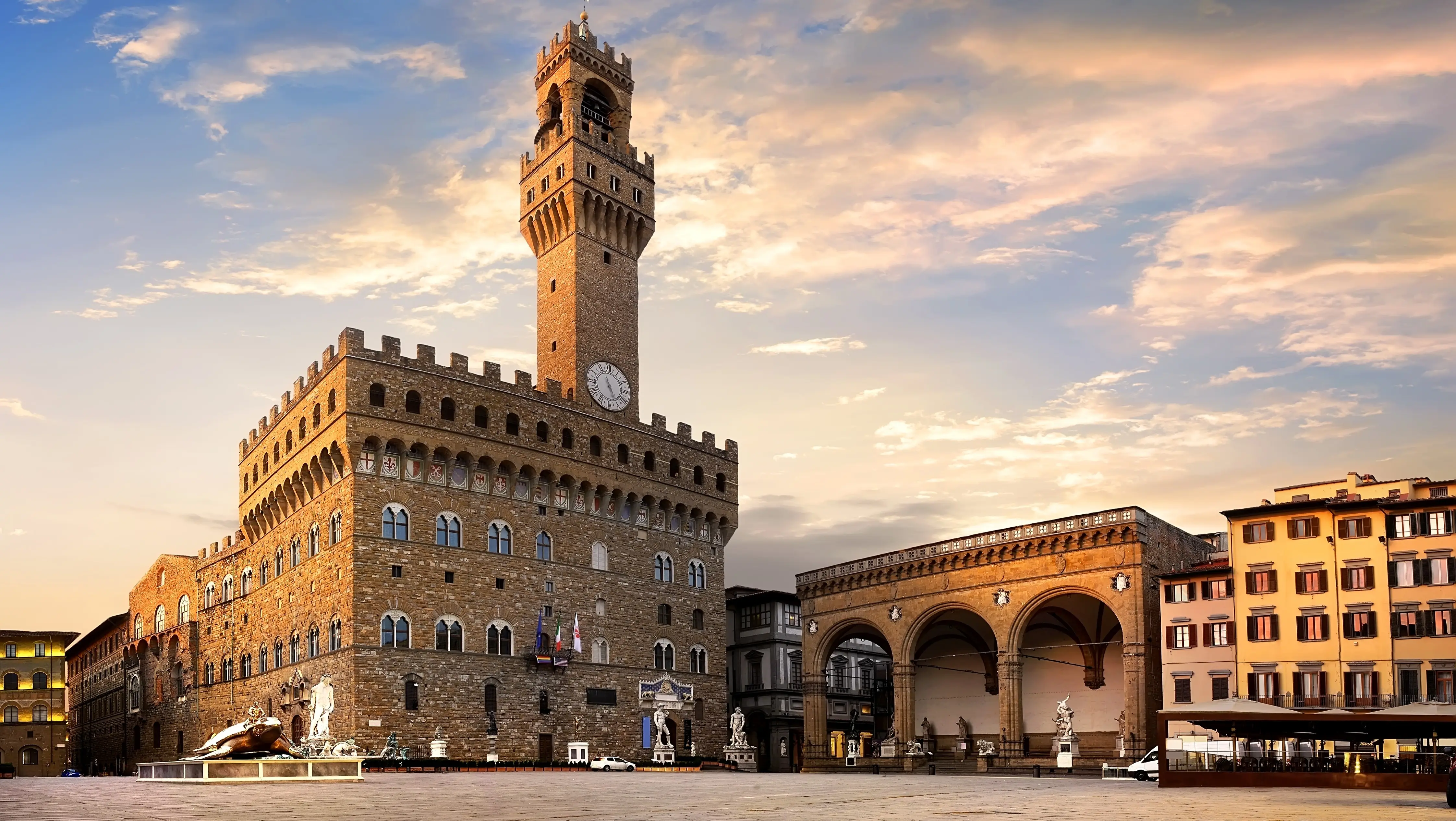 Piazza della Signoria in Florence with Palazzo Vecchio and the Loggia dei Lanzi