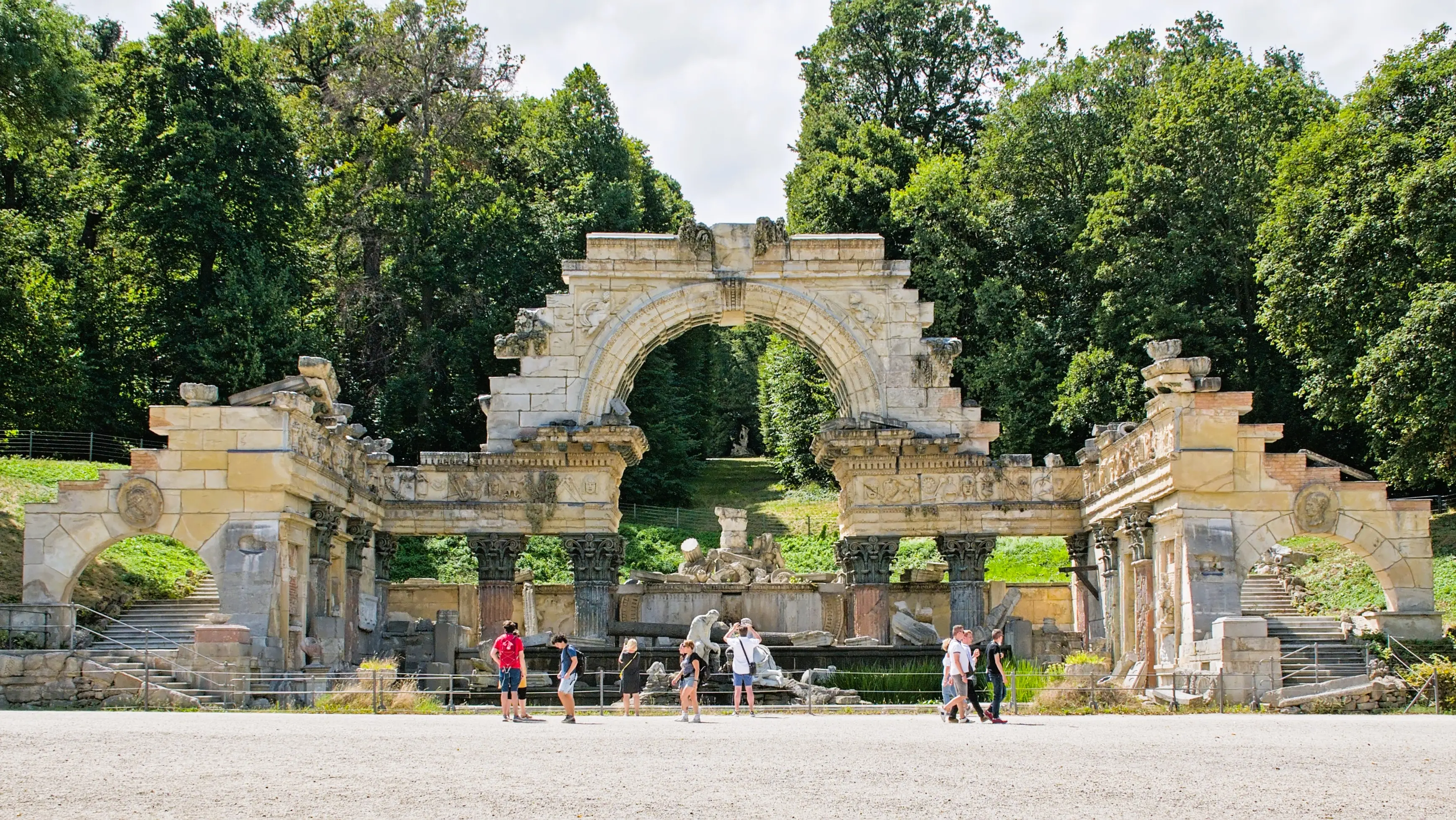The Roman Ruin positioned within the gardens of Schönbrunn Palace in Vienna, blending architecture and landscape