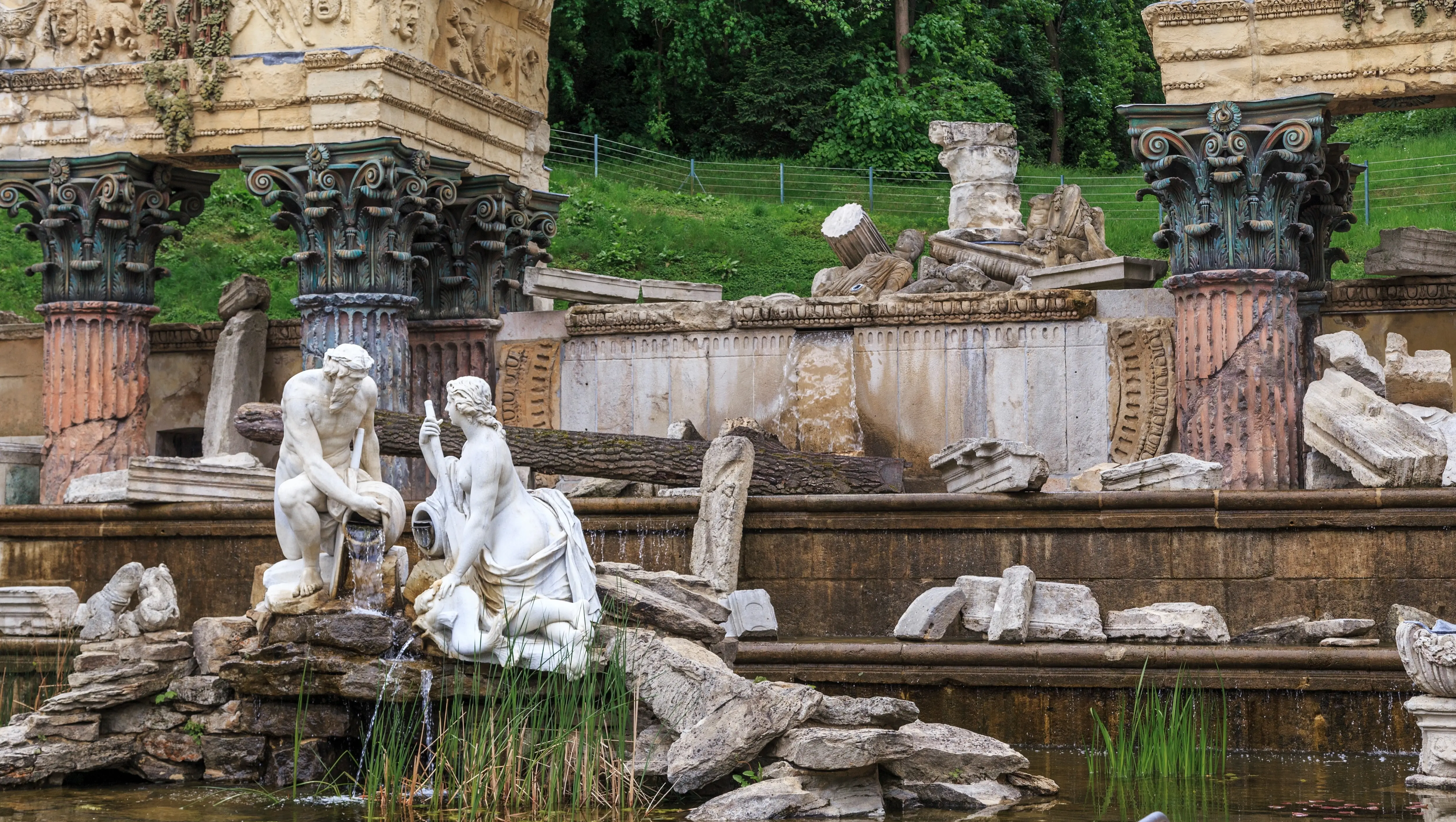 Close-up of the Roman Ruin at Schönbrunn Palace highlighting its intentionally crafted architectural details