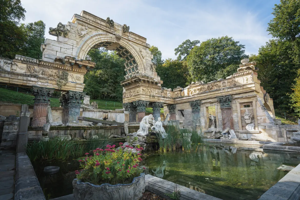 The Roman Ruin at Schönbrunn Palace in Vienna, an 18th-century architectural folly designed in 1778