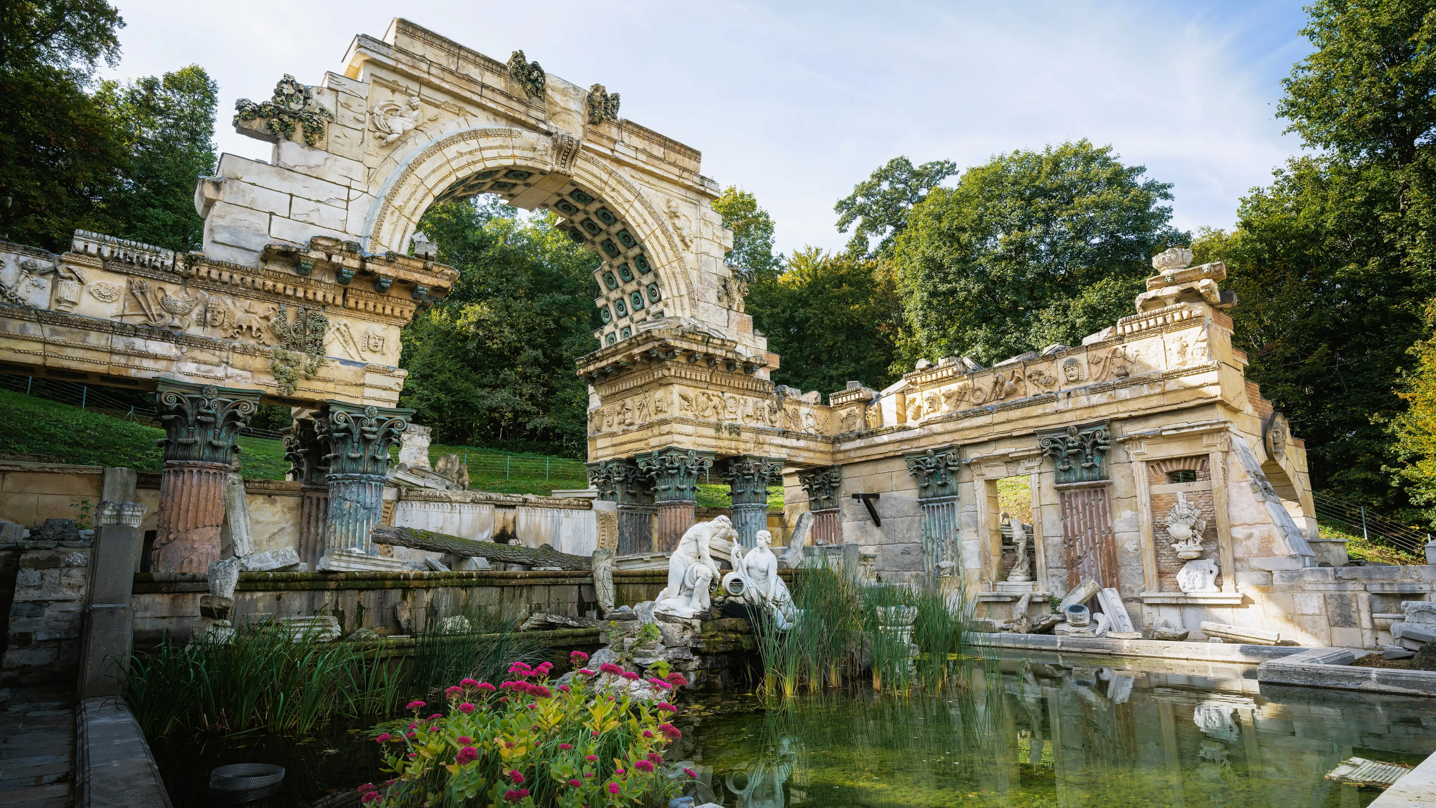 The Roman Ruin at Schönbrunn Palace in Vienna, an 18th-century architectural folly designed in 1778