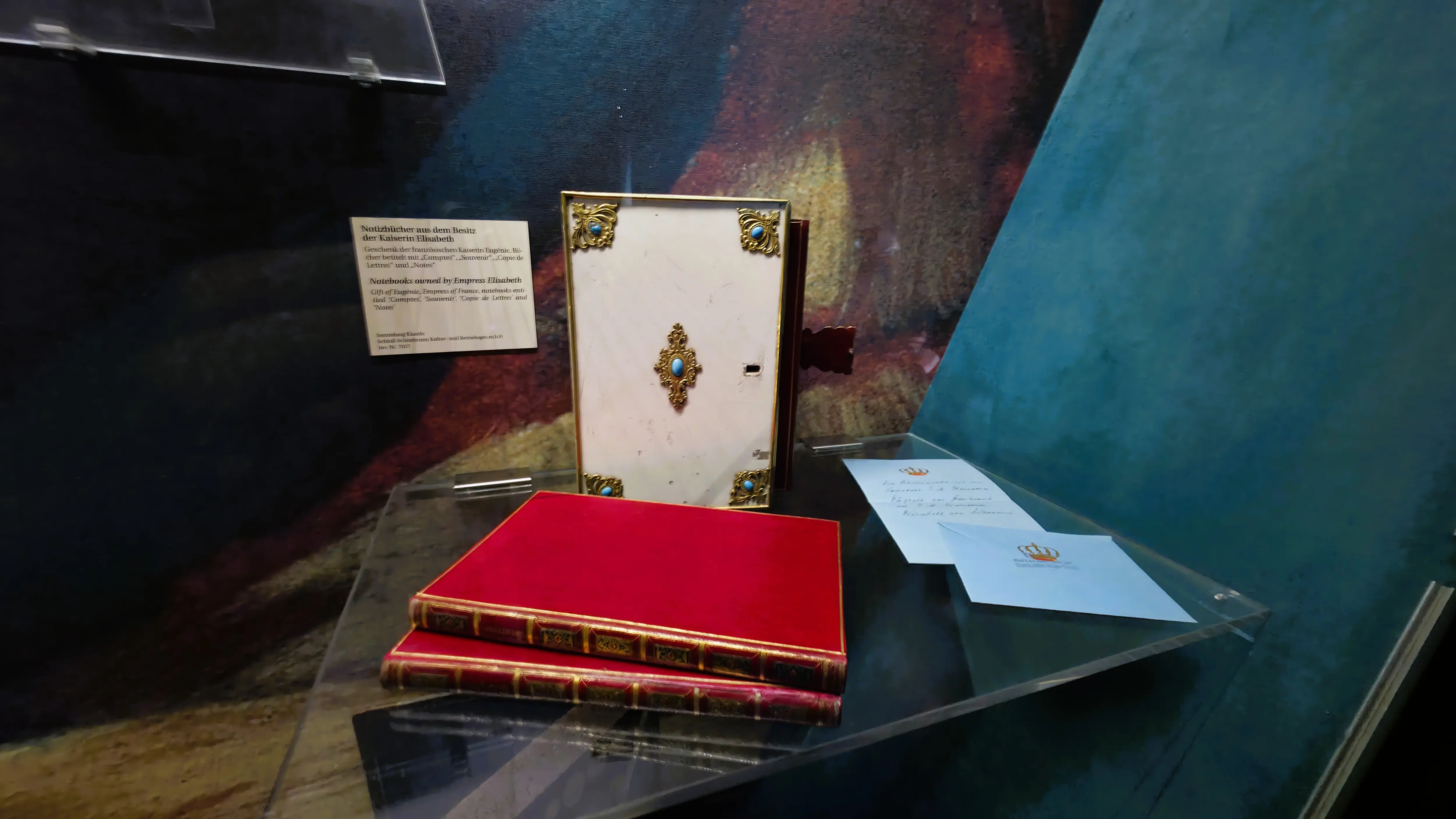 Personal notebooks belonging to Empress Elisabeth (Sisi) on display at the Sisi Museum in Vienna